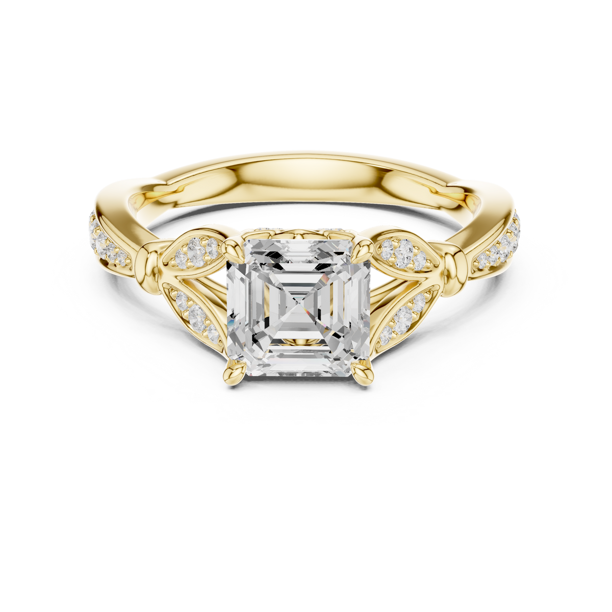 Vintage Inspired Asscher Cut Lab Diamond Engagement Ring