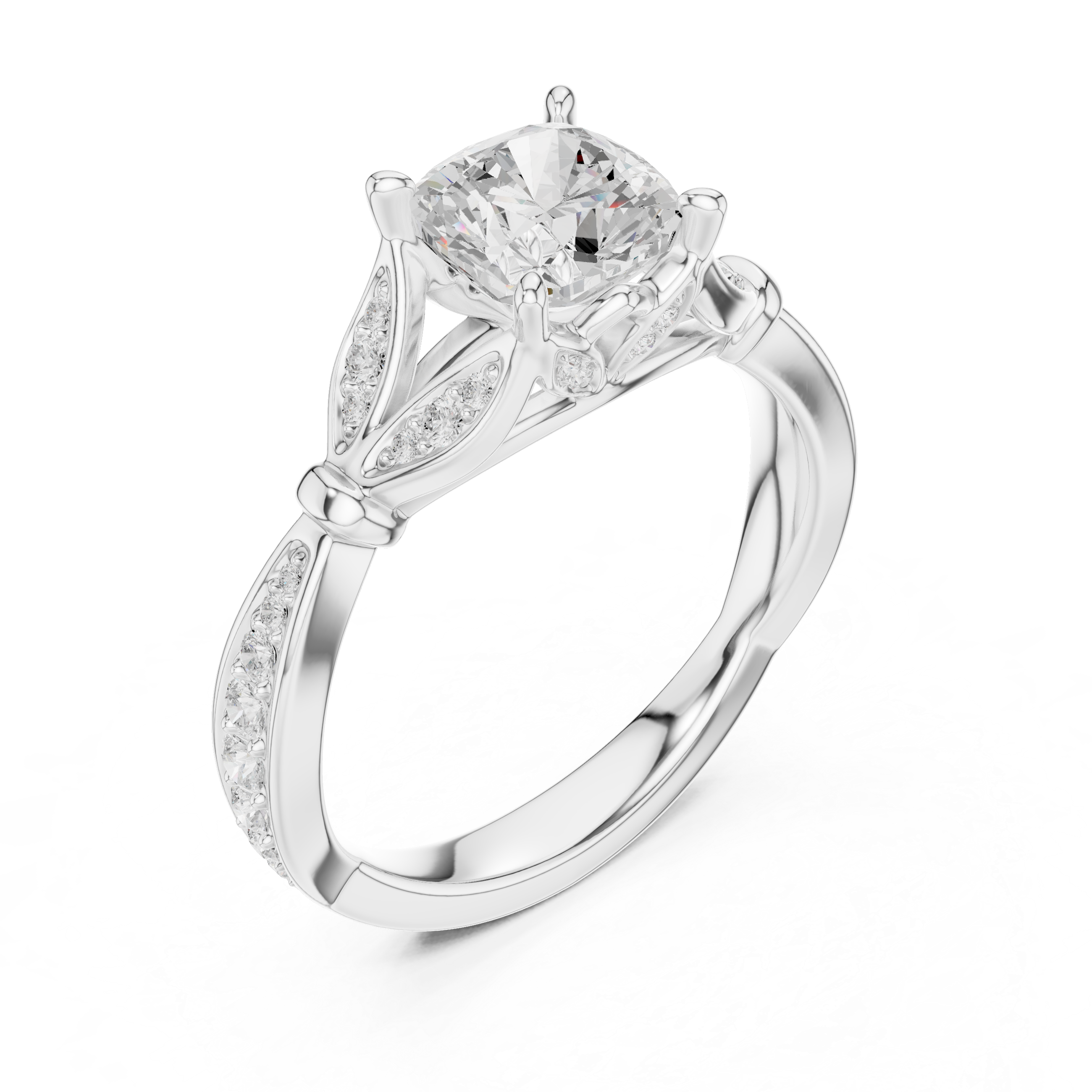 Vintage Inspired Cushion Cut Lab Diamond Engagement Ring