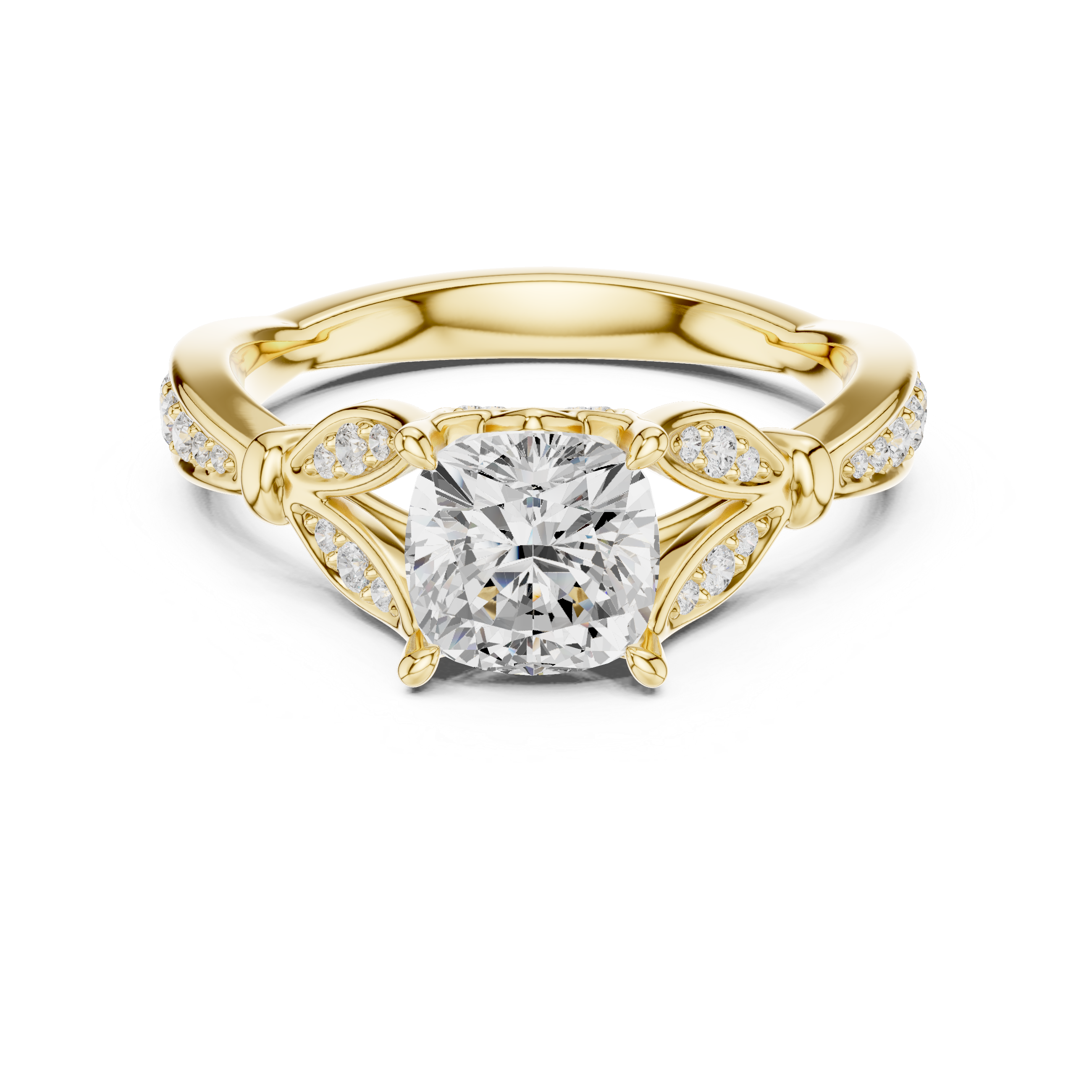 Vintage Inspired Cushion Cut Lab Diamond Engagement Ring