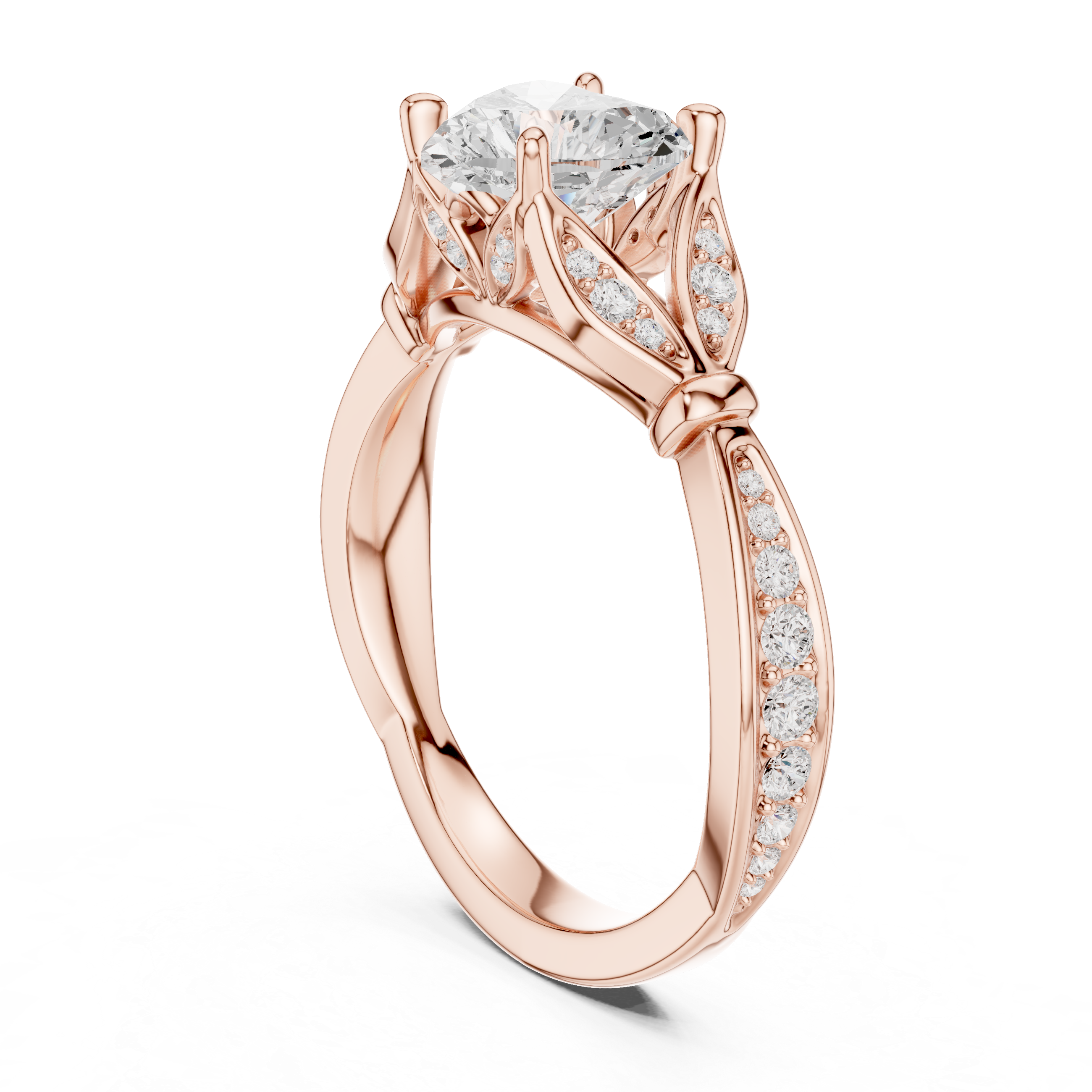 Vintage Inspired Heart Cut Lab Diamond Engagement Ring