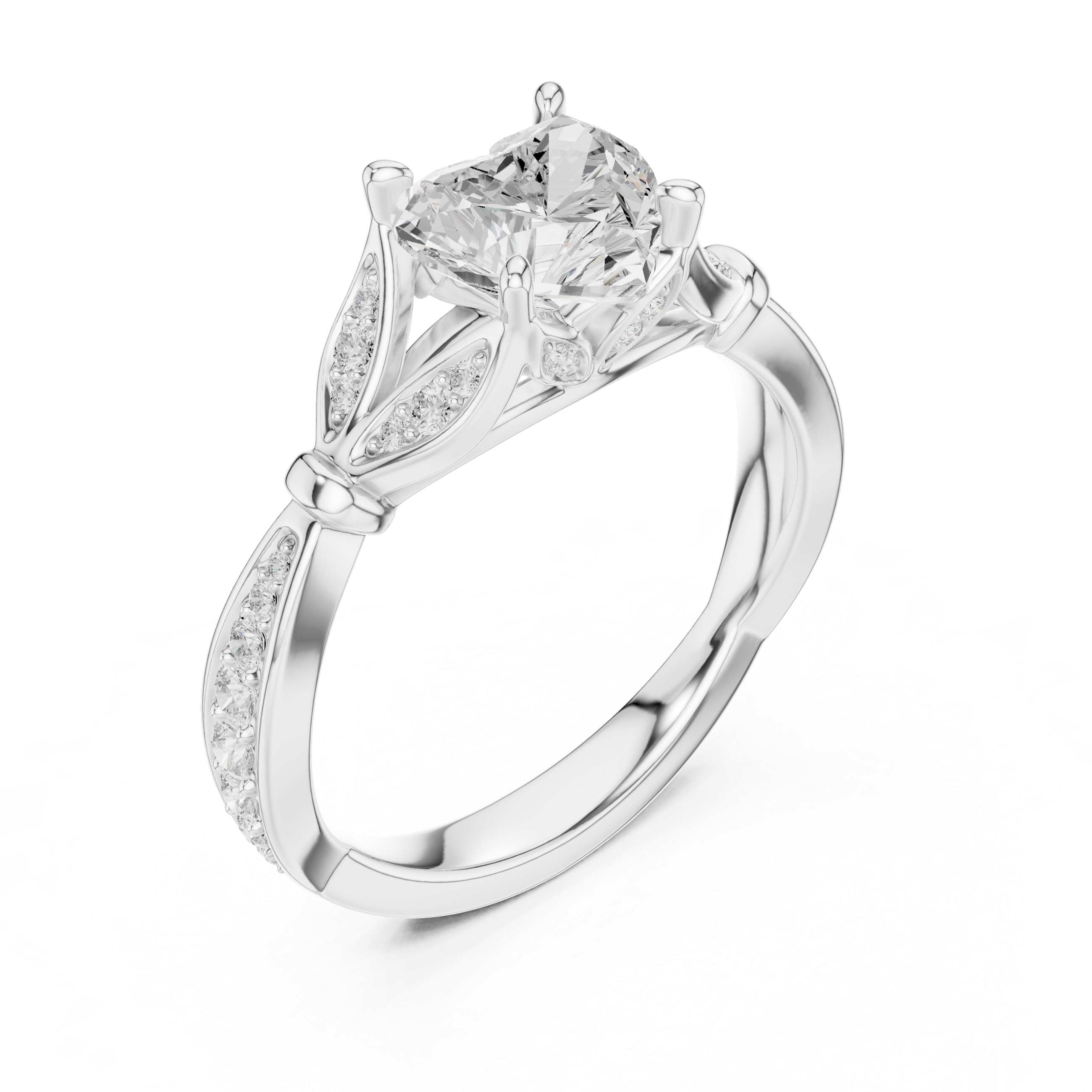 Vintage Inspired Heart Cut Lab Diamond Engagement Ring