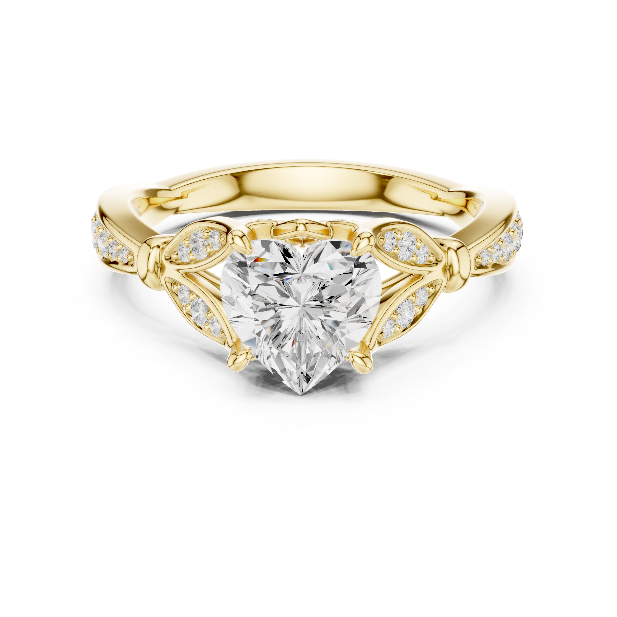 Vintage Inspired Heart Cut Lab Diamond Engagement Ring