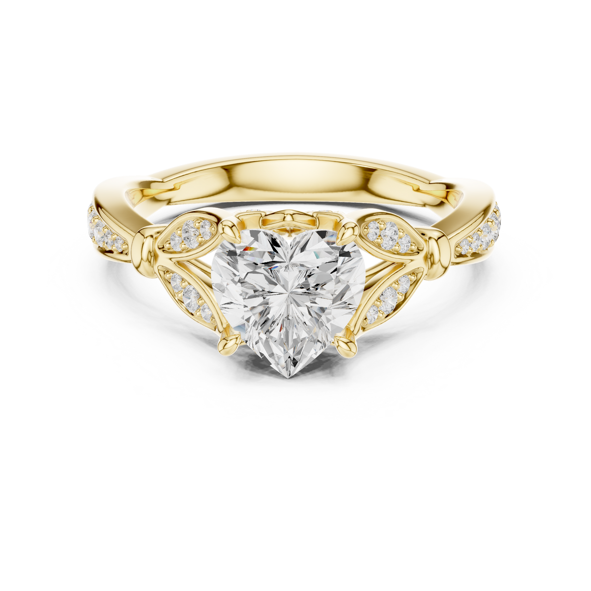 Vintage Inspired Heart Cut Lab Diamond Engagement Ring