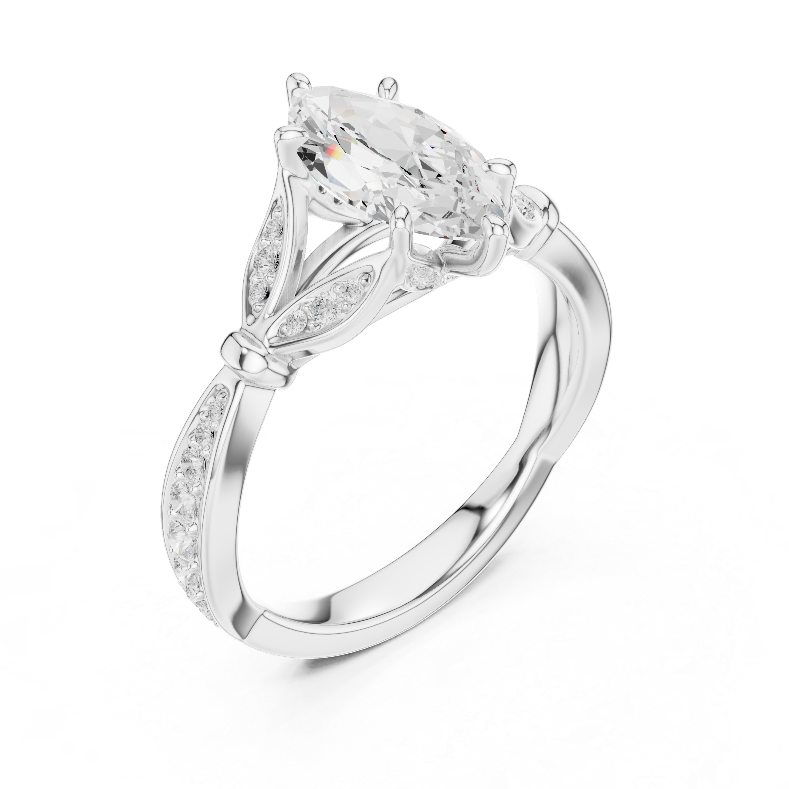 Vintage Inspired Marquise Cut Lab Diamond Engagement Ring