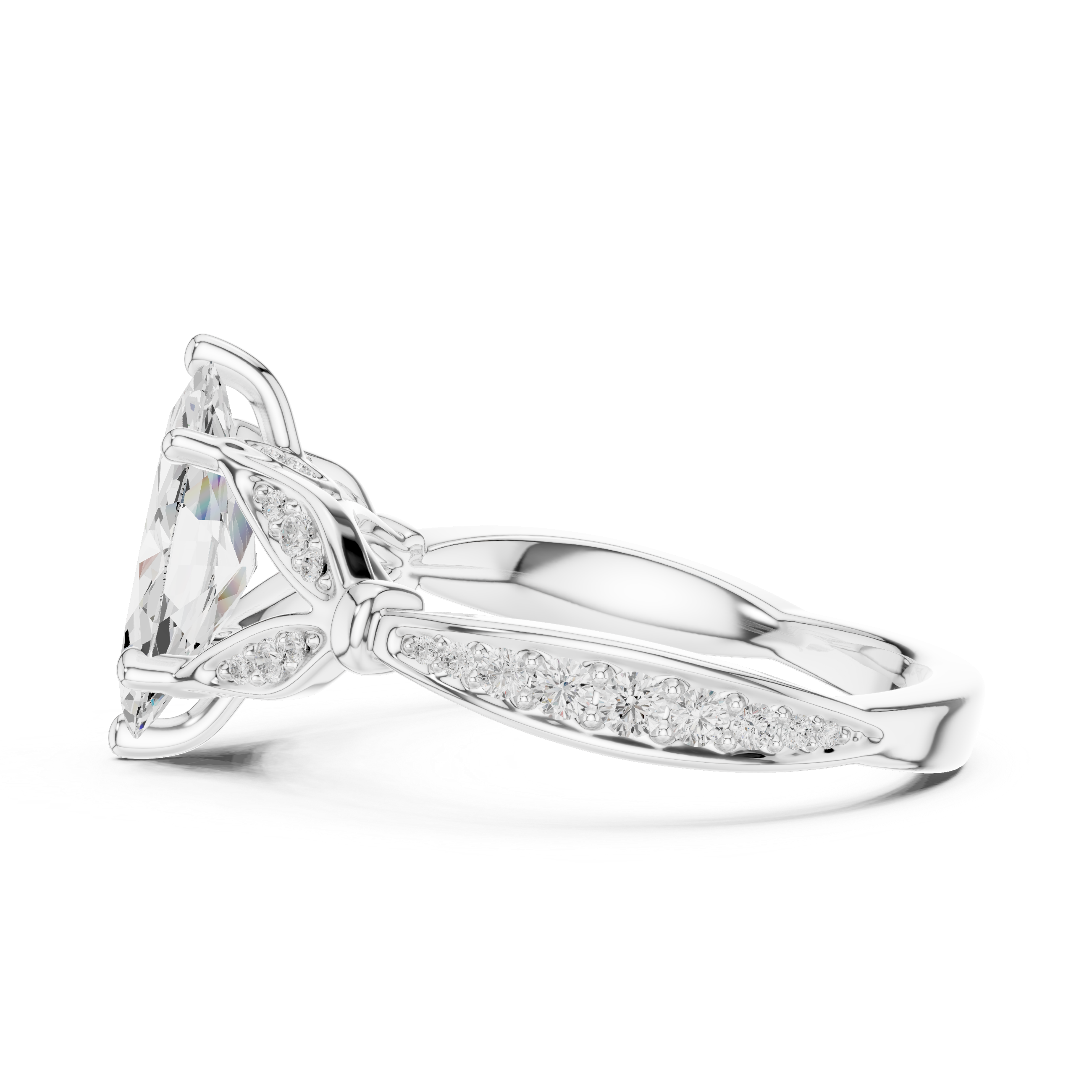 Vintage Inspired Marquise Cut Lab Diamond Engagement Ring