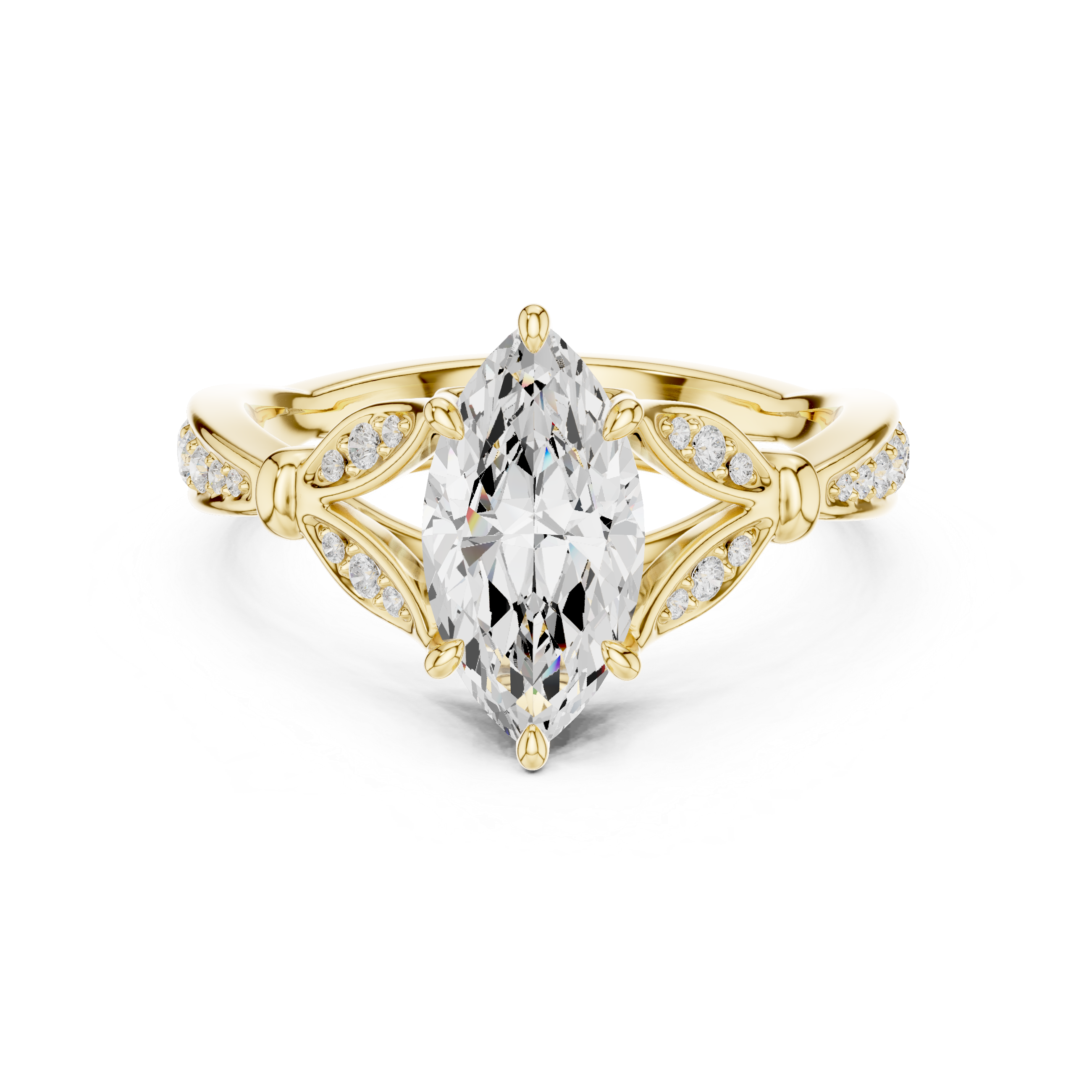 Vintage Inspired Marquise Cut Lab Diamond Engagement Ring