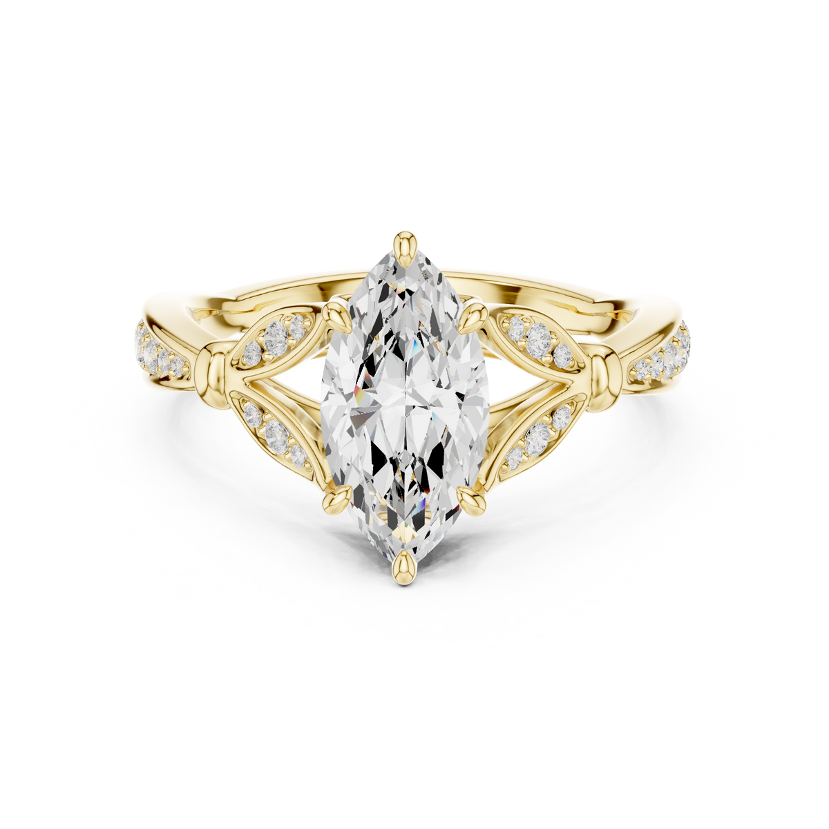 Vintage Inspired Marquise Cut Lab Diamond Engagement Ring