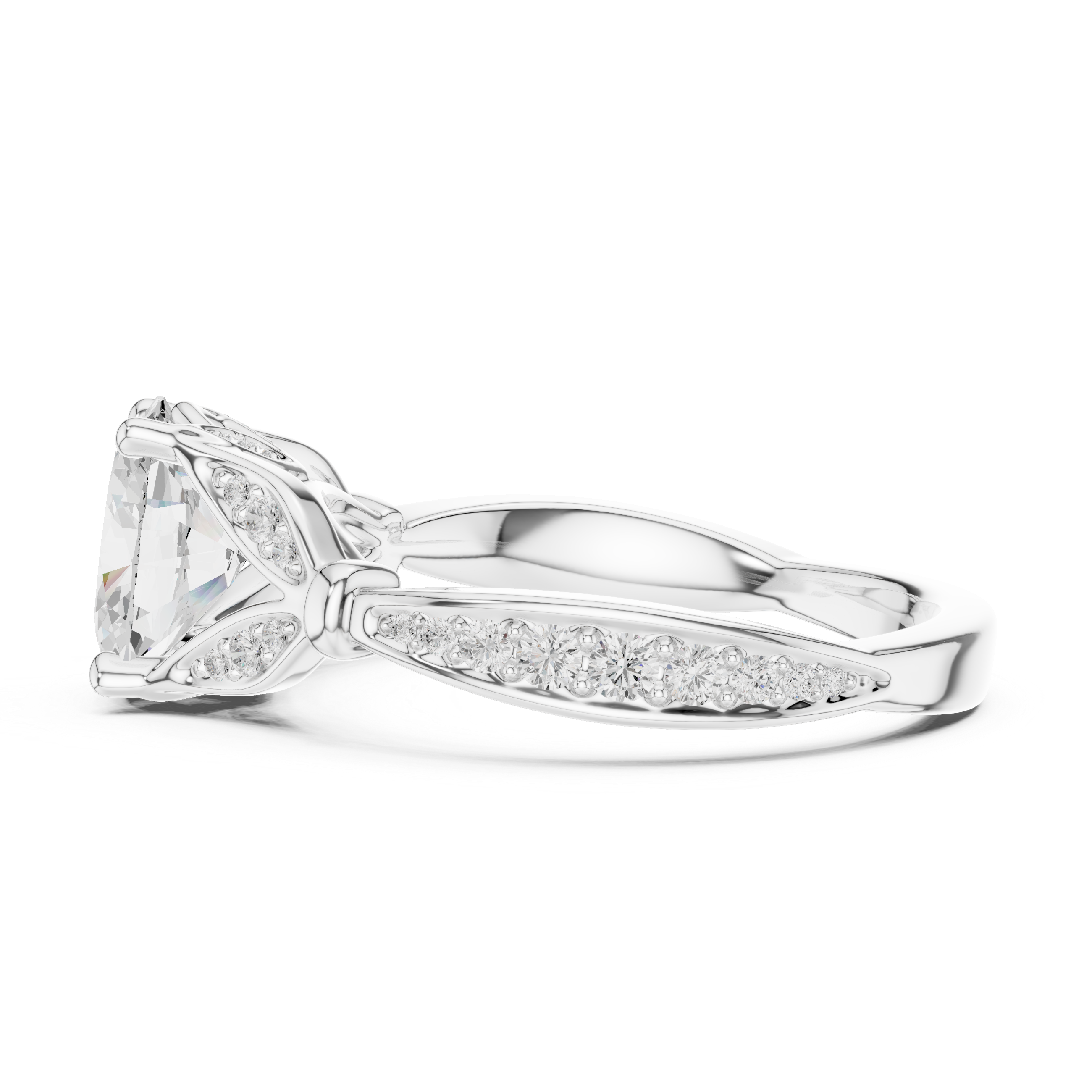 Vintage Inspired Oval Cut Lab Diamond Engagement Ring