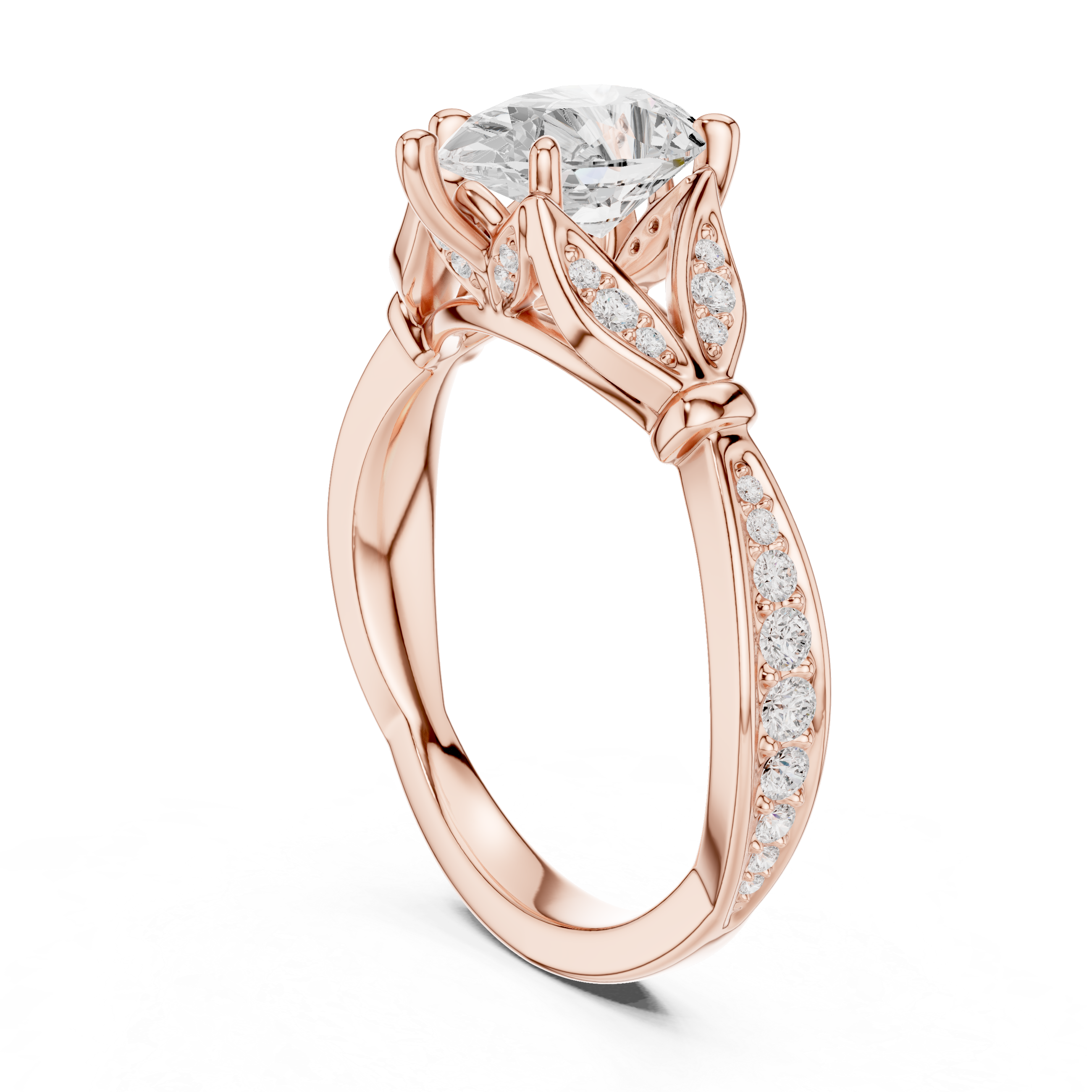 Vintage Inspired Pear Cut Lab Diamond Engagement Ring