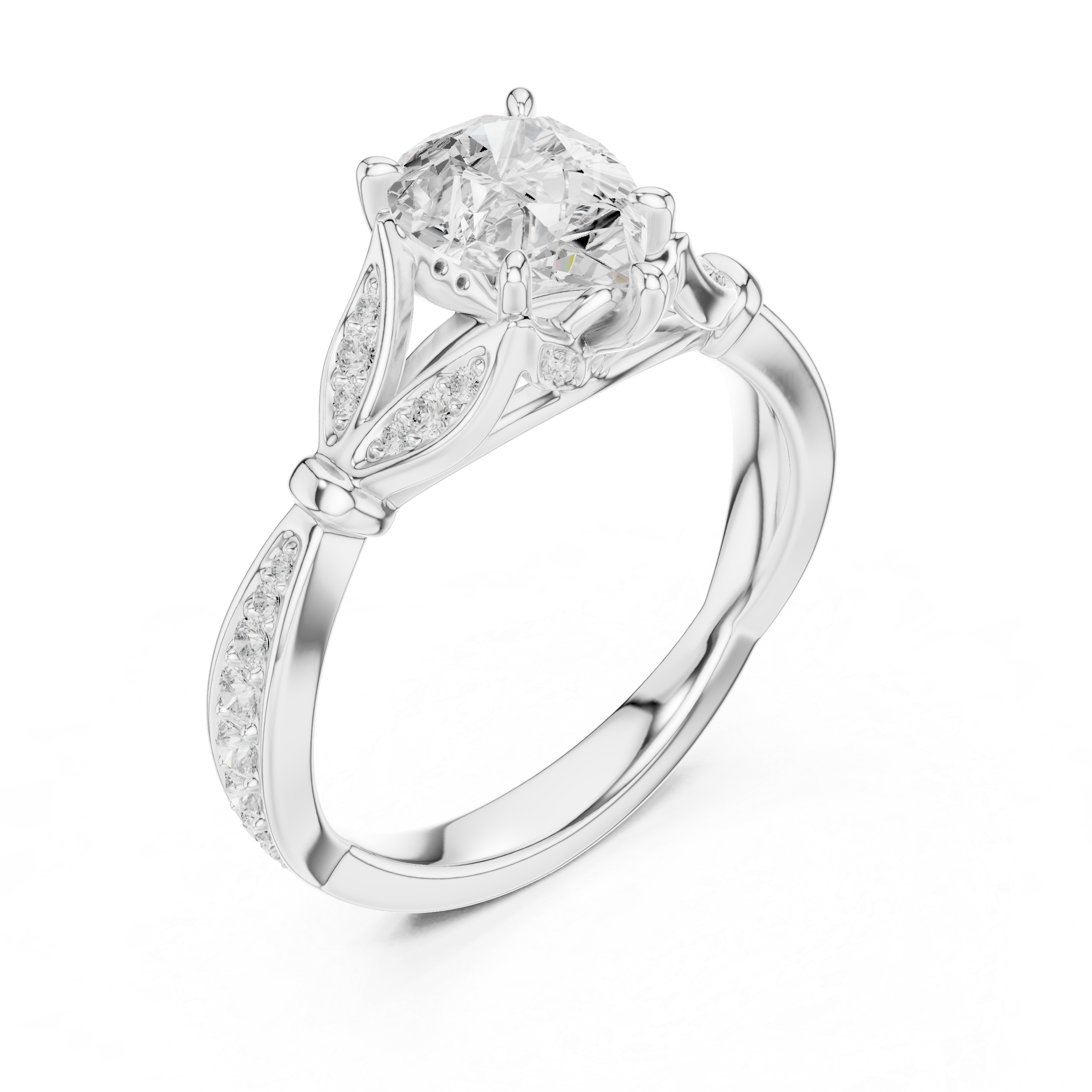 Vintage Inspired Pear Cut Lab Diamond Engagement Ring