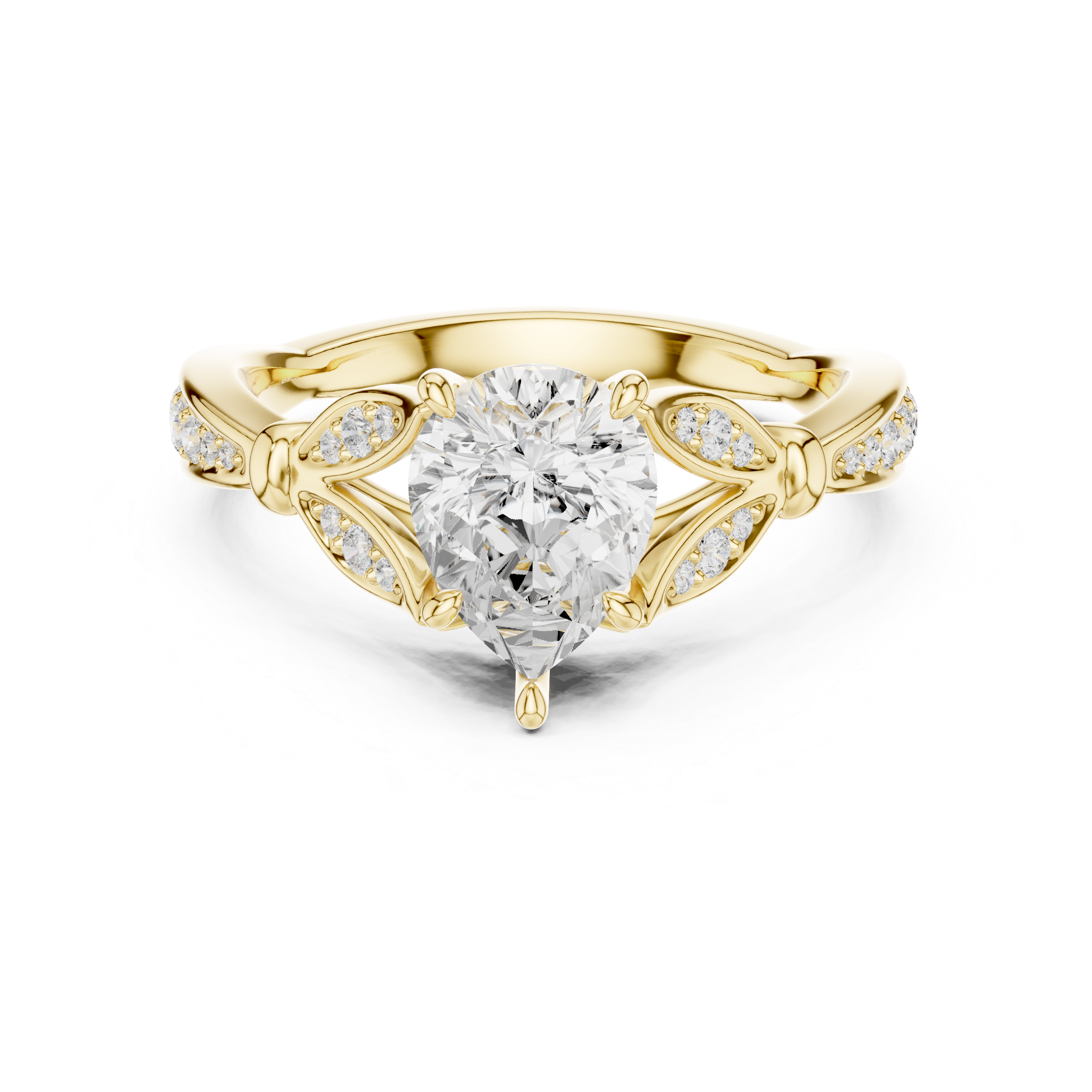 Vintage Inspired Pear Cut Lab Diamond Engagement Ring