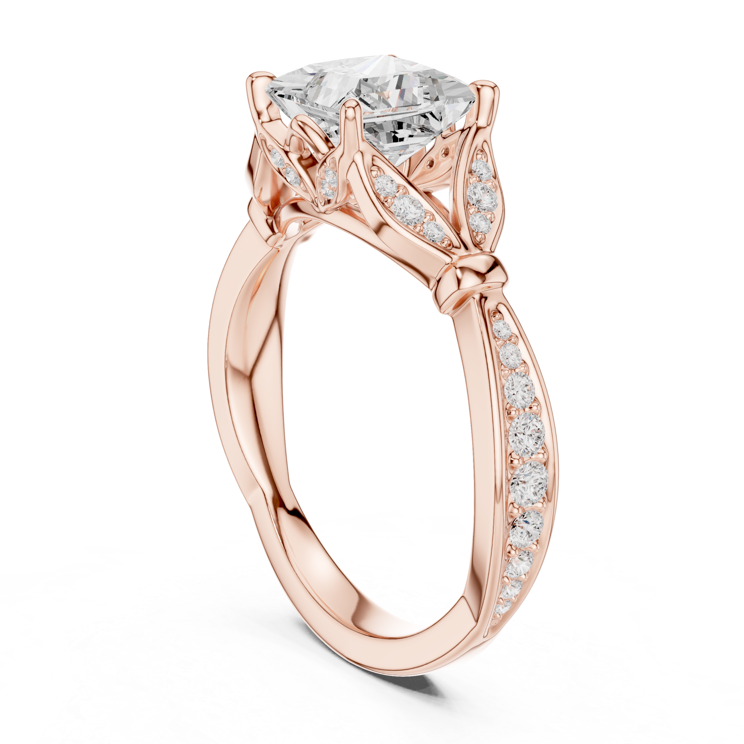 Vintage Inspired Princess Cut Lab Diamond Engagement Ring