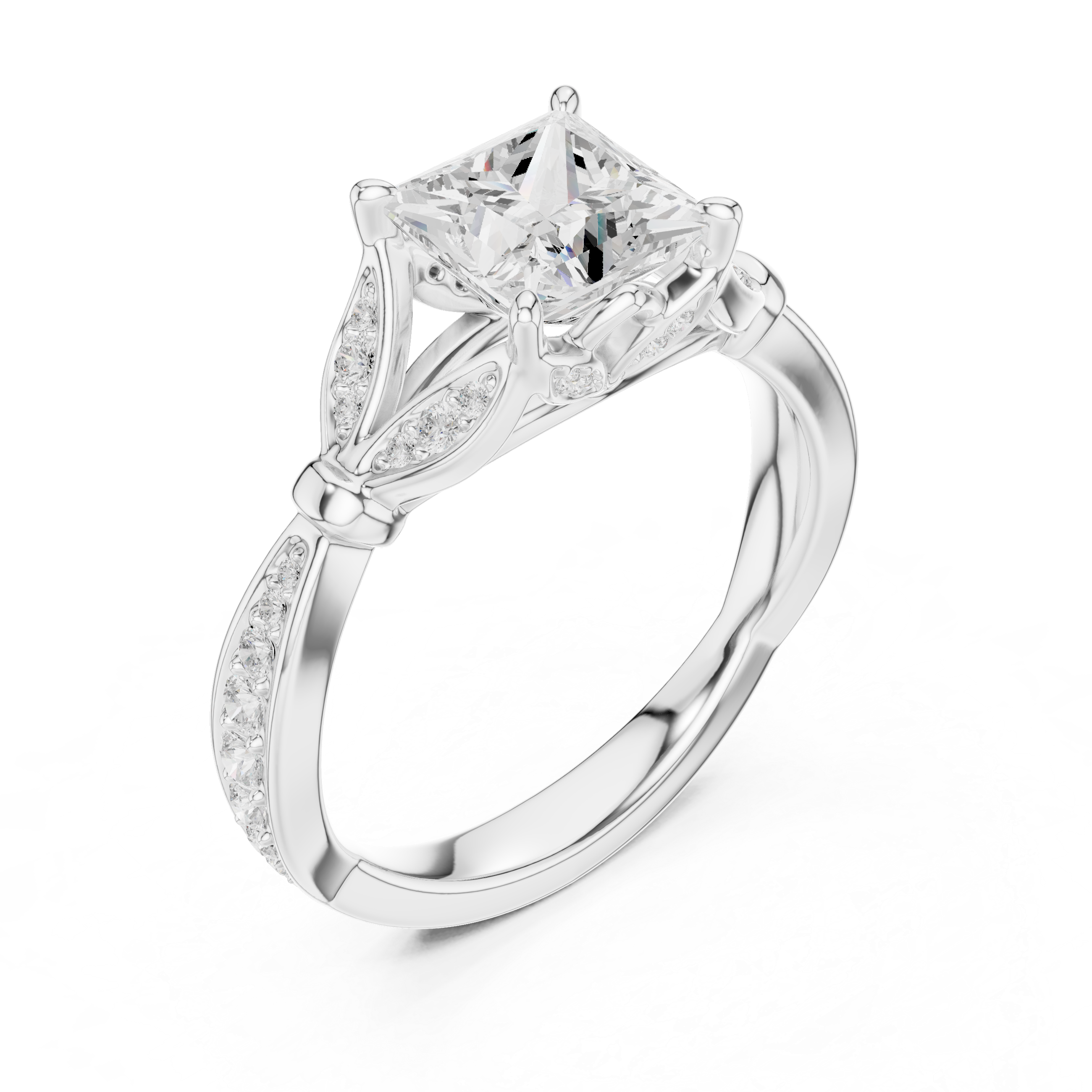 Vintage Inspired Princess Cut Lab Diamond Engagement Ring