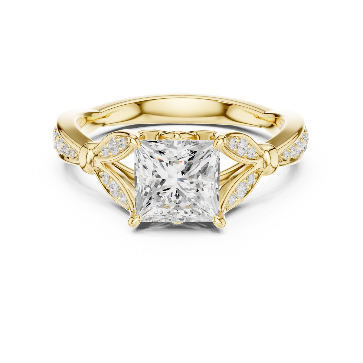 Vintage Inspired Princess Cut Lab Diamond Engagement Ring