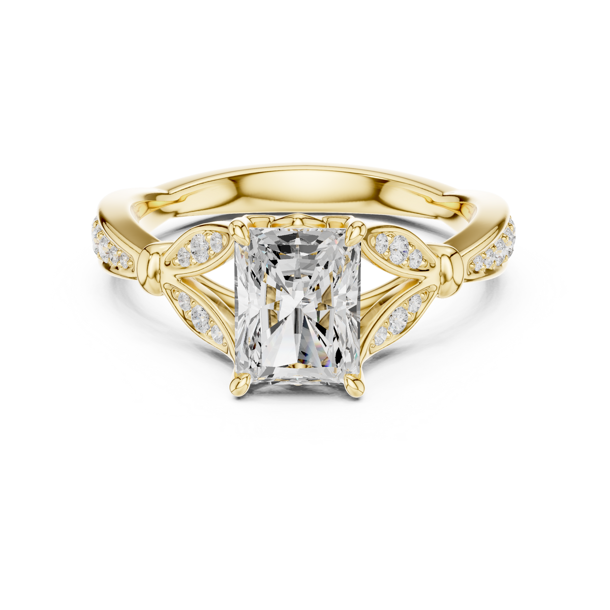 Vintage Inspired Radiant Cut Lab Diamond Engagement Ring