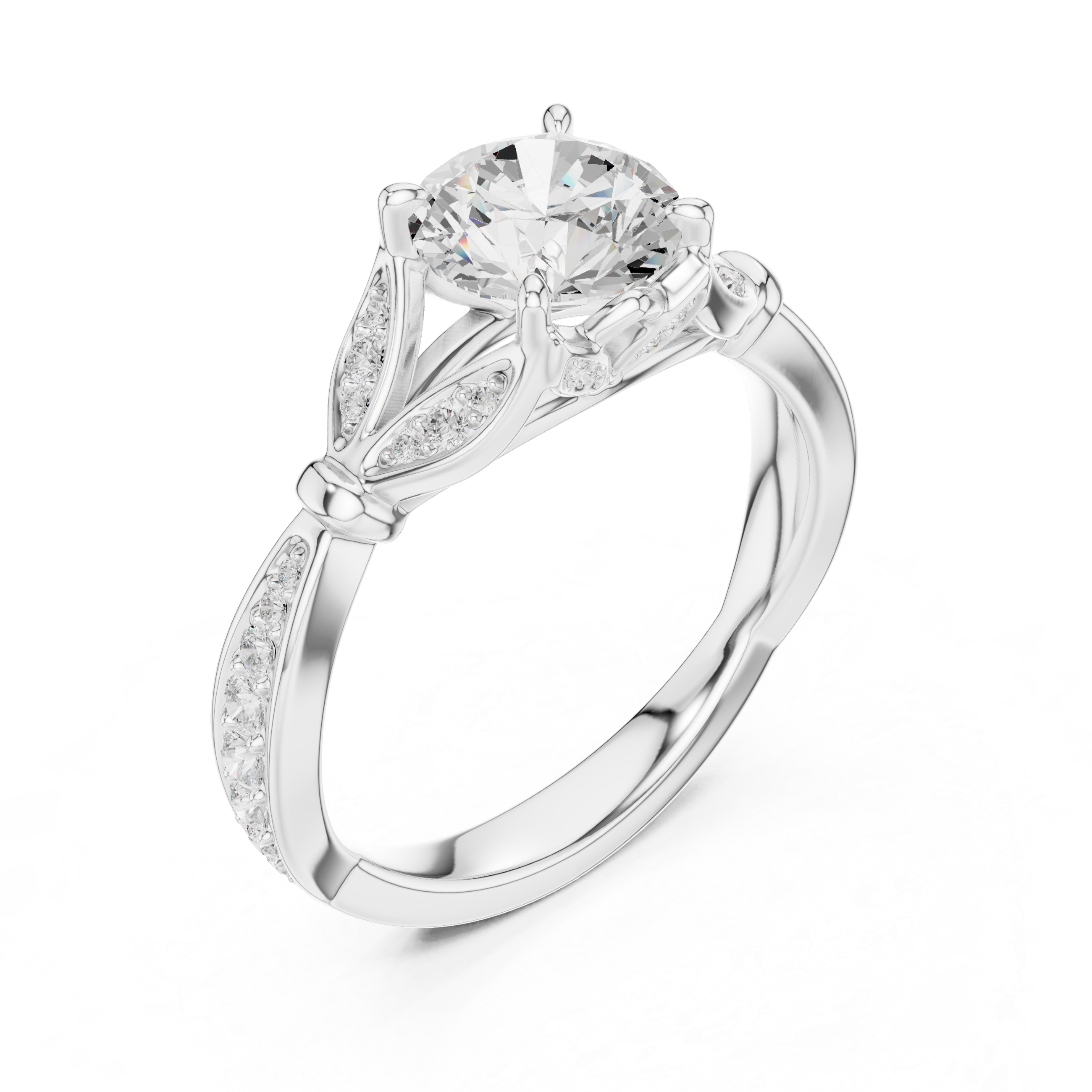 Vintage Inspired Round Cut Lab Diamond Engagement Ring