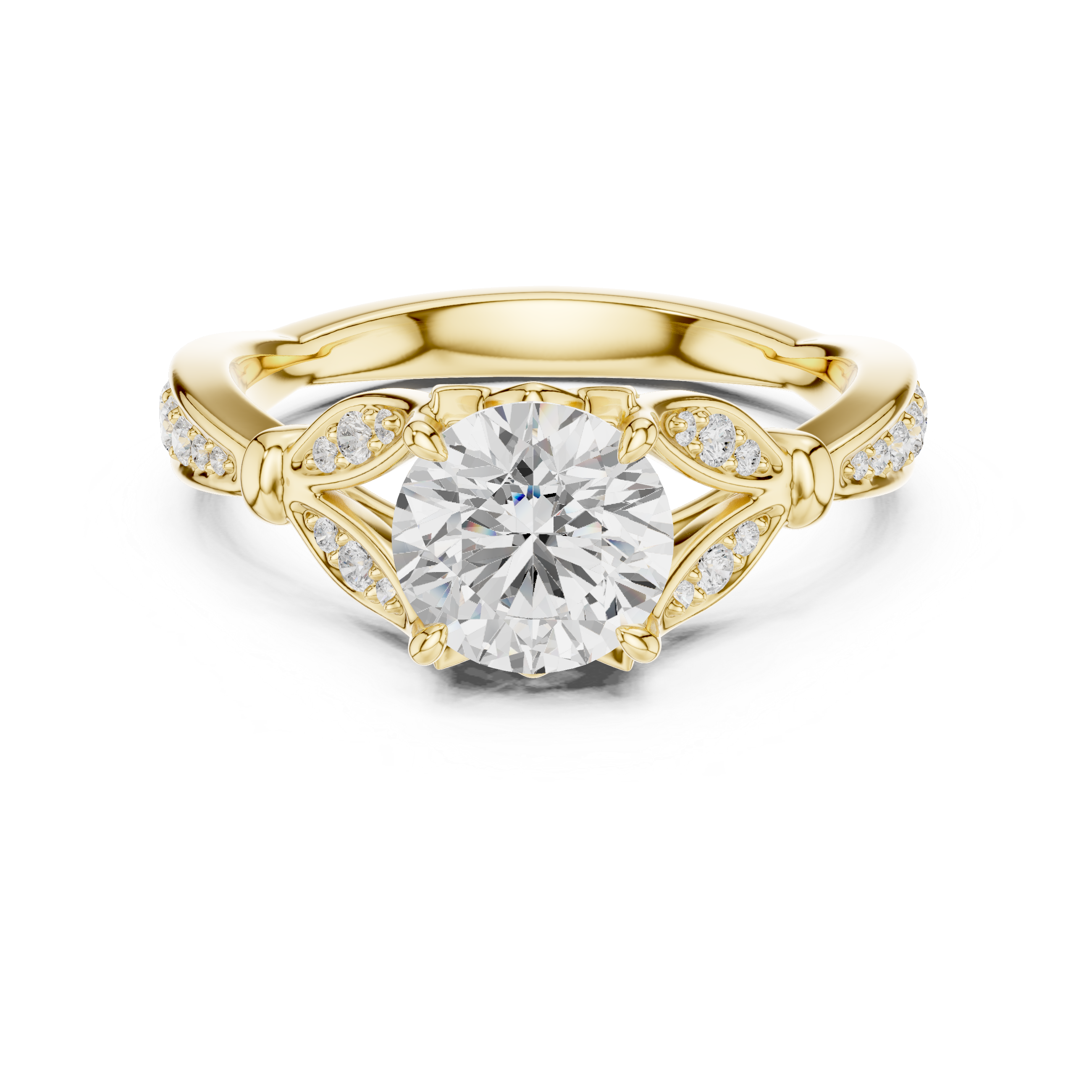 Vintage Inspired Round Cut Lab Diamond Engagement Ring
