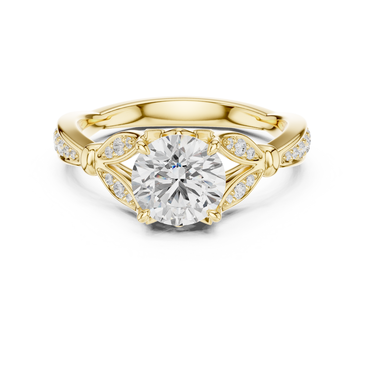 Vintage Inspired Round Cut Lab Diamond Engagement Ring