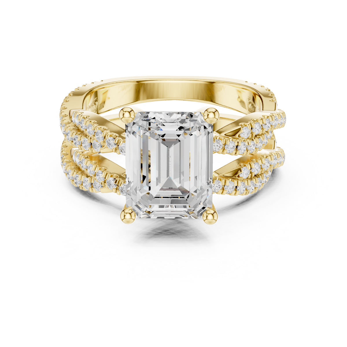 Emerald Diamond Twisted Pave Bridal Ring Set