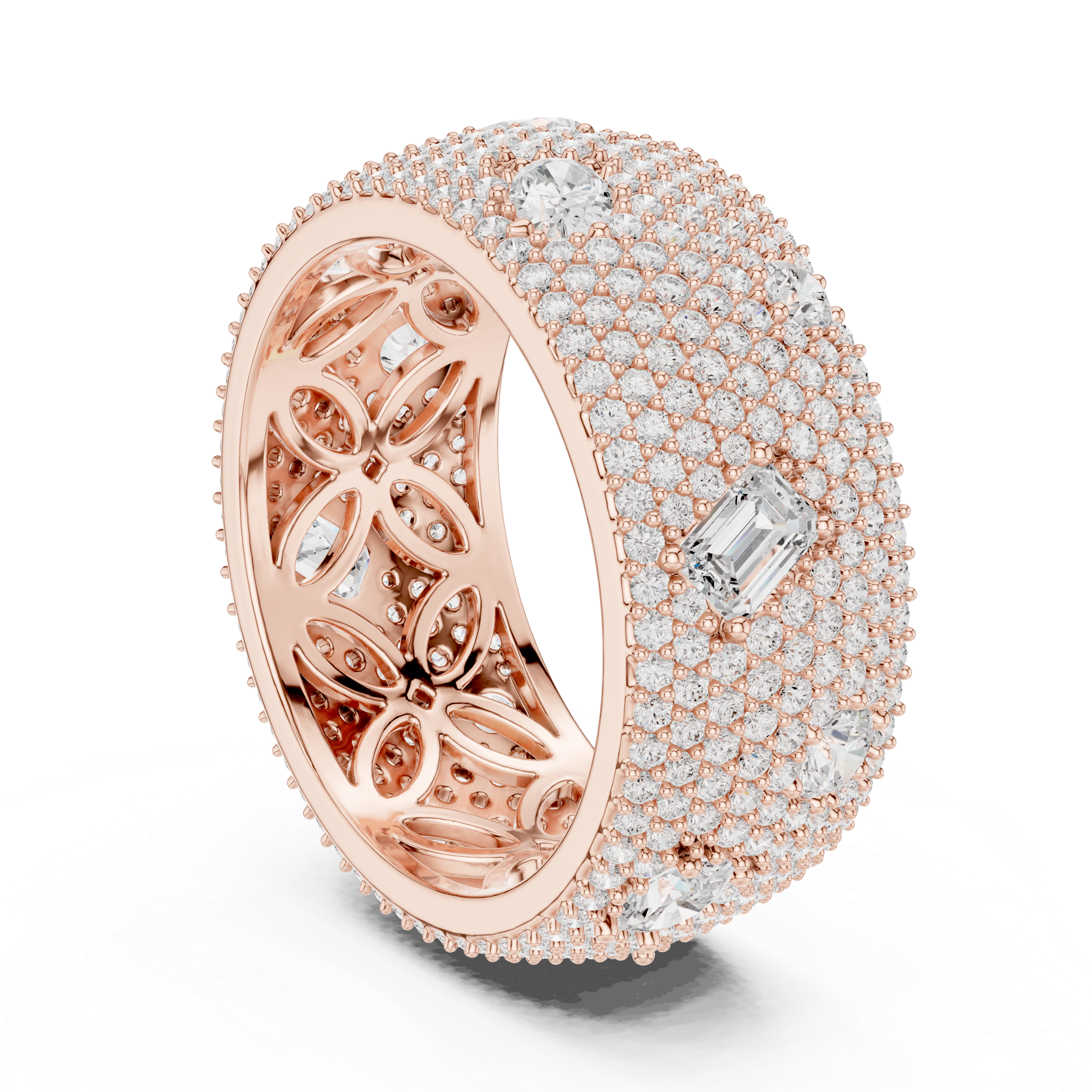 Multi Shape Lab Diamond Pave Scatter Eternity Band