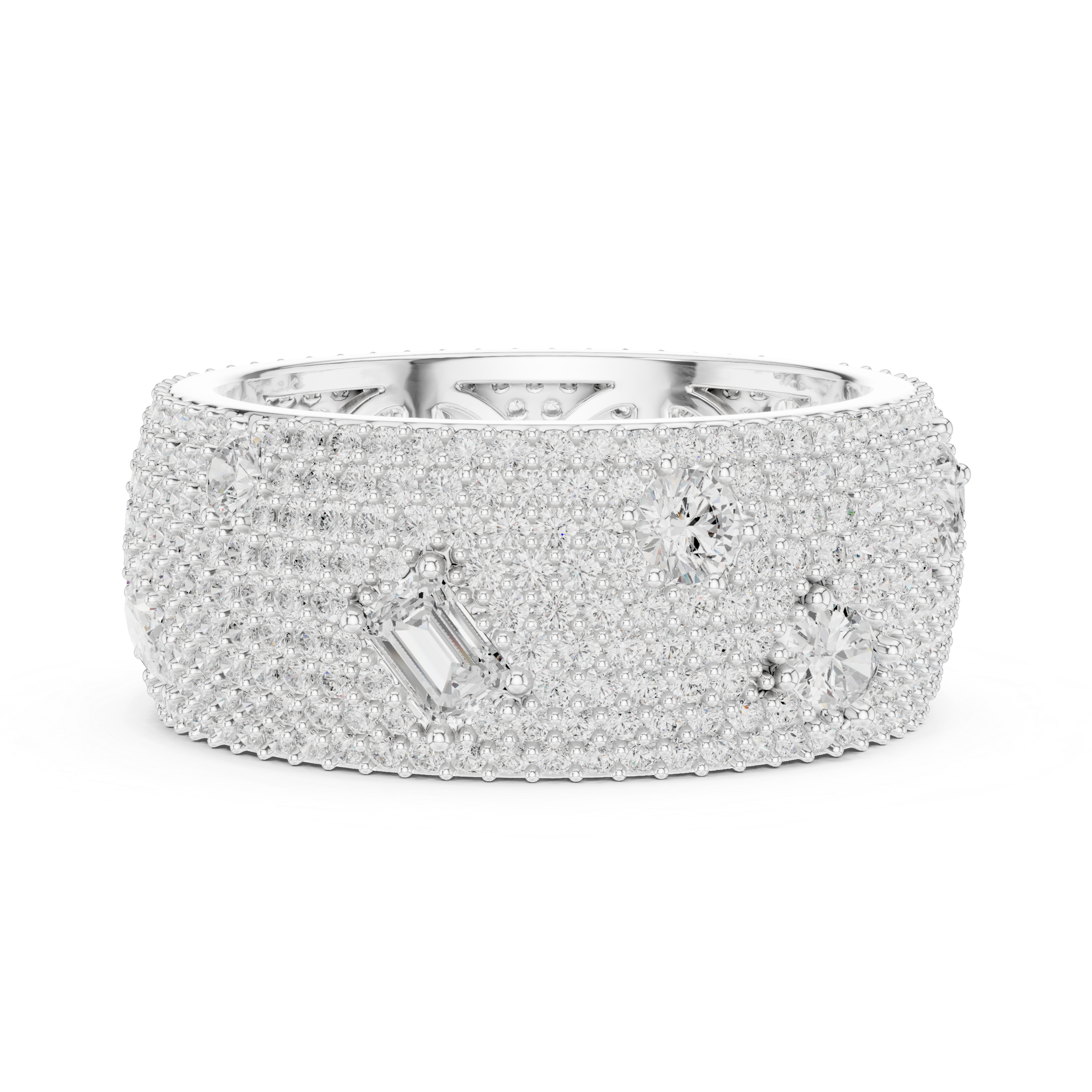 Multi Shape Lab Diamond Pave Scatter Eternity Band