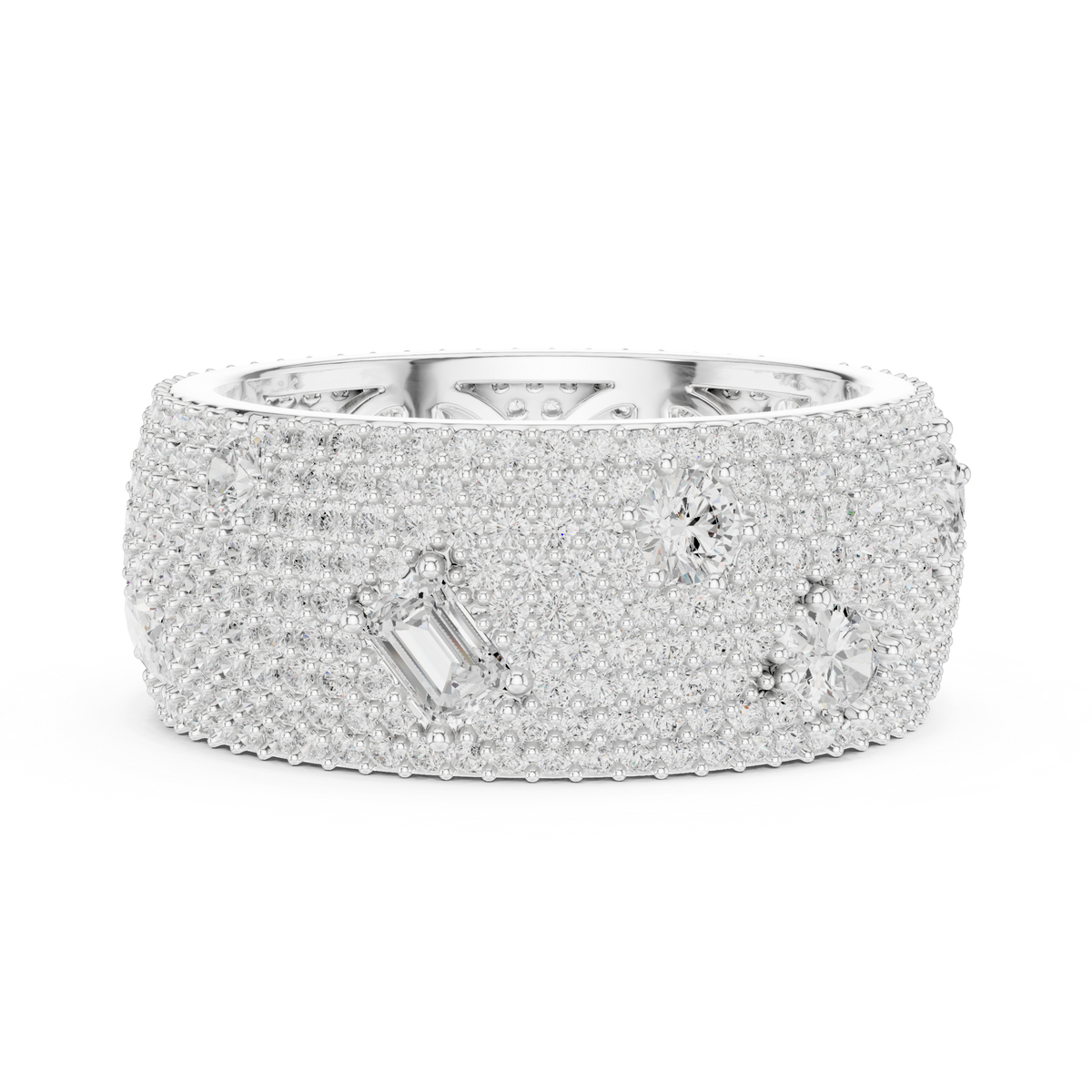 Multi Shape Lab Diamond Pave Scatter Eternity Band