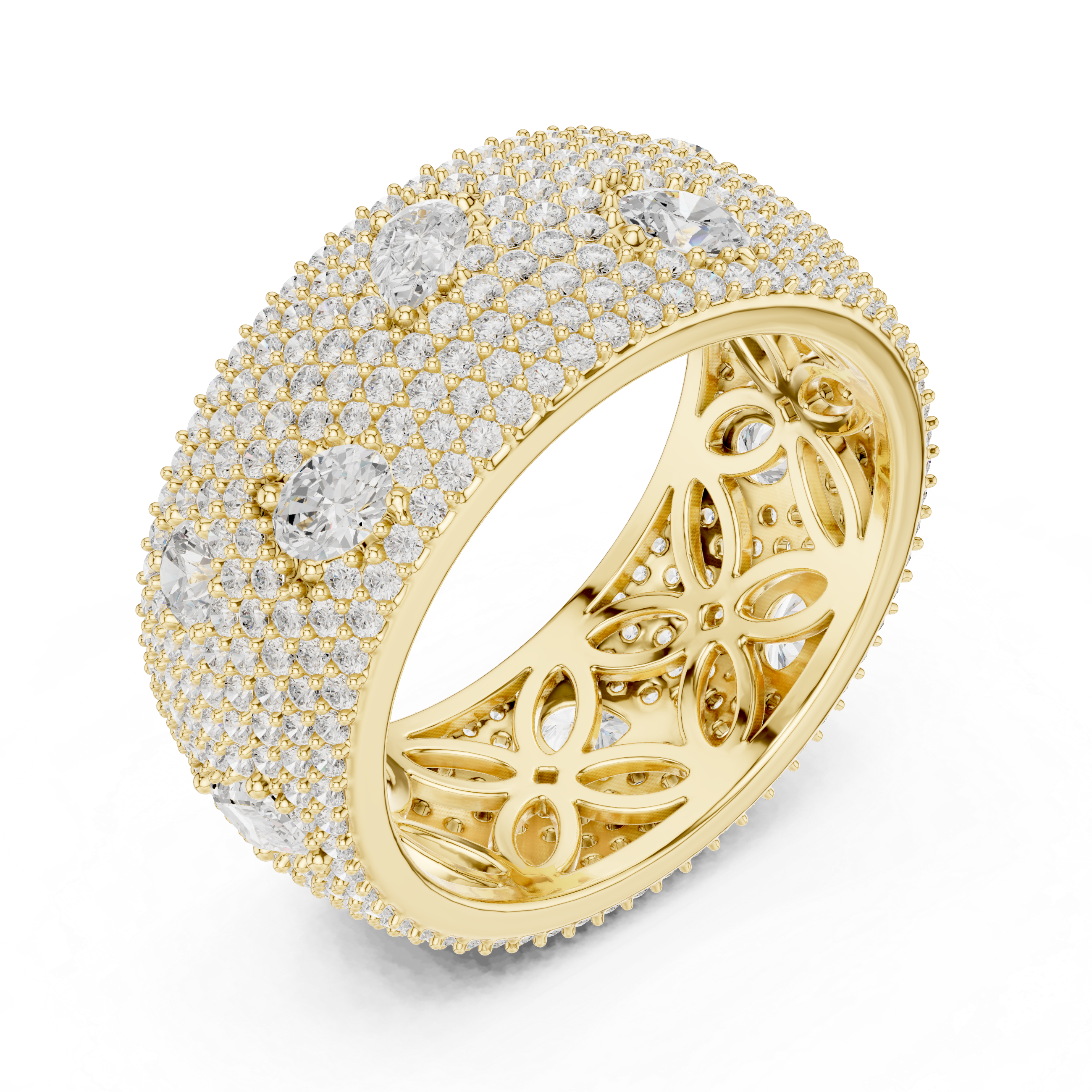Multi Shape Lab Diamond Pave Scatter Eternity Band
