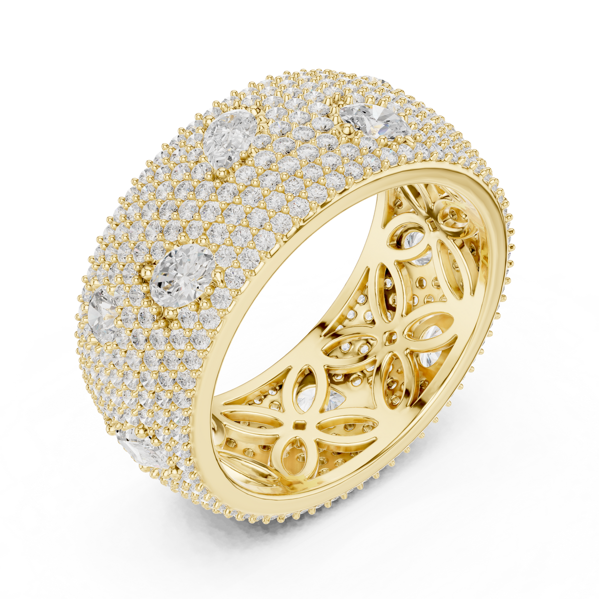 Multi Shape Lab Diamond Pave Scatter Eternity Band