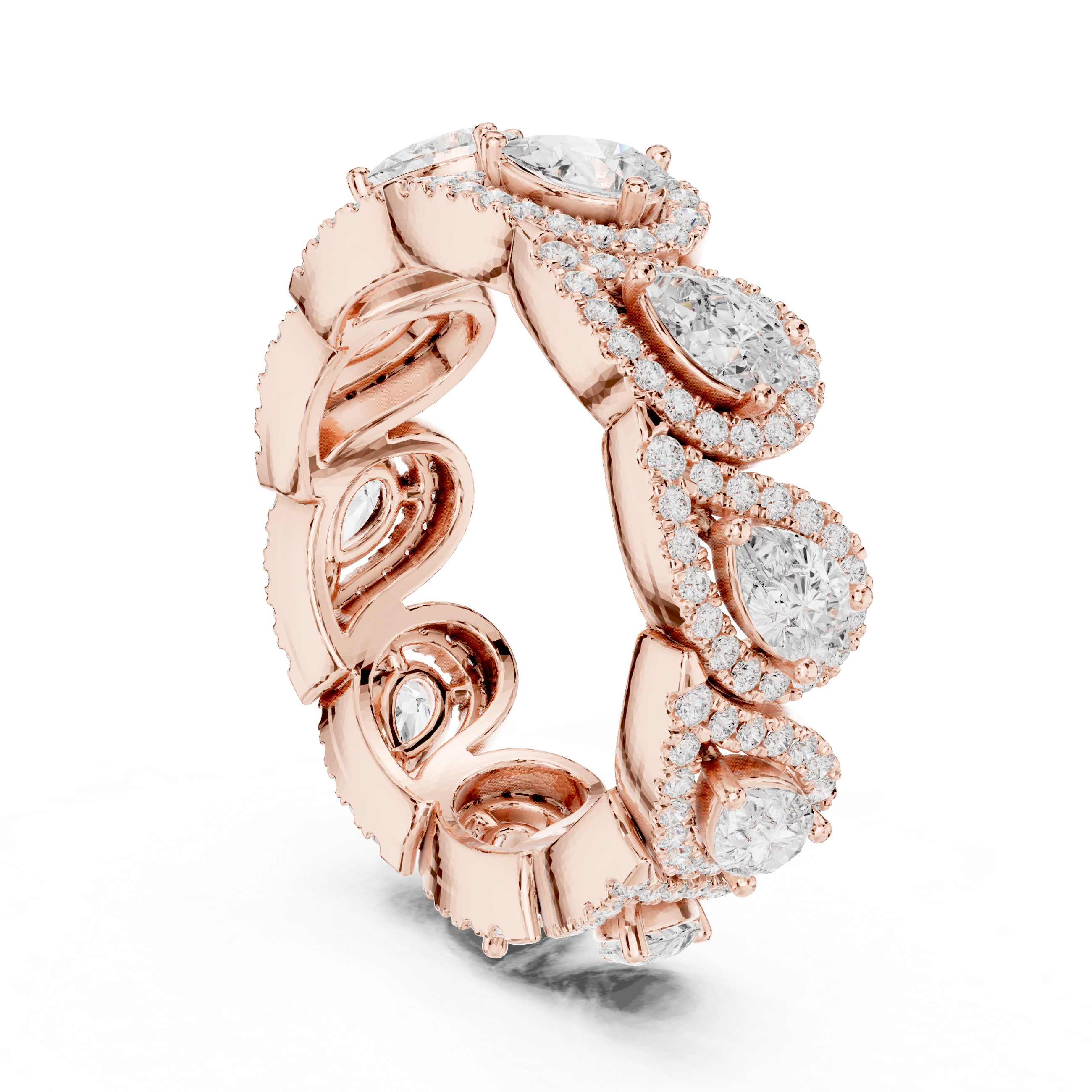 Pear Cut Lab Grown Diamond Halo Eternity Anniversary Band