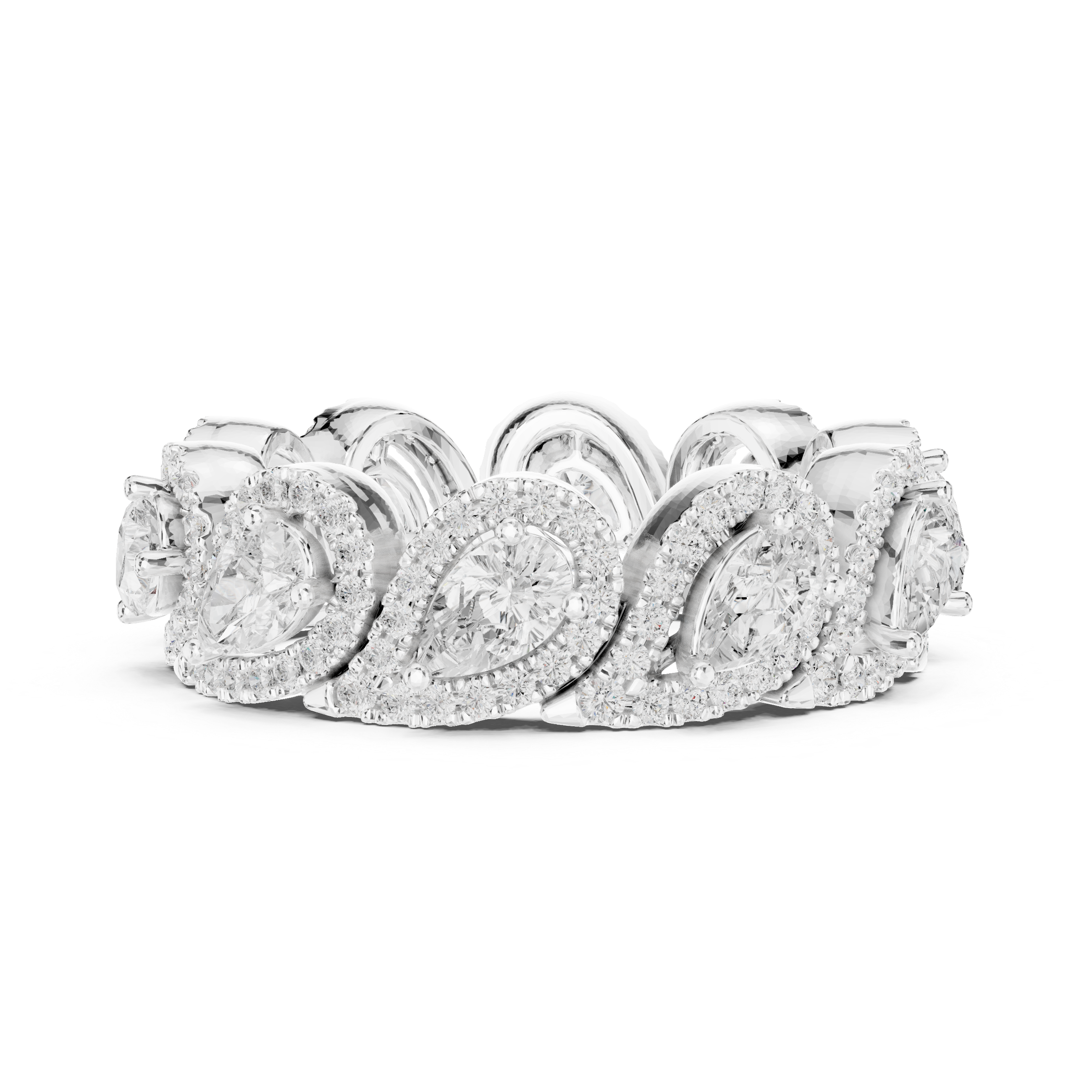 Pear Cut Lab Grown Diamond Halo Eternity Anniversary Band