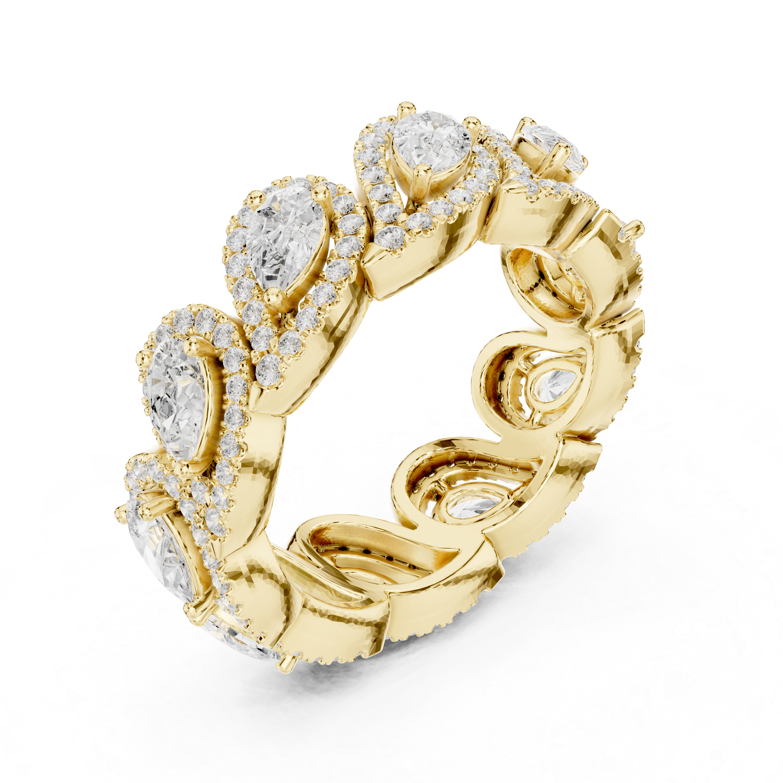 Pear Cut Lab Grown Diamond Halo Eternity Anniversary Band