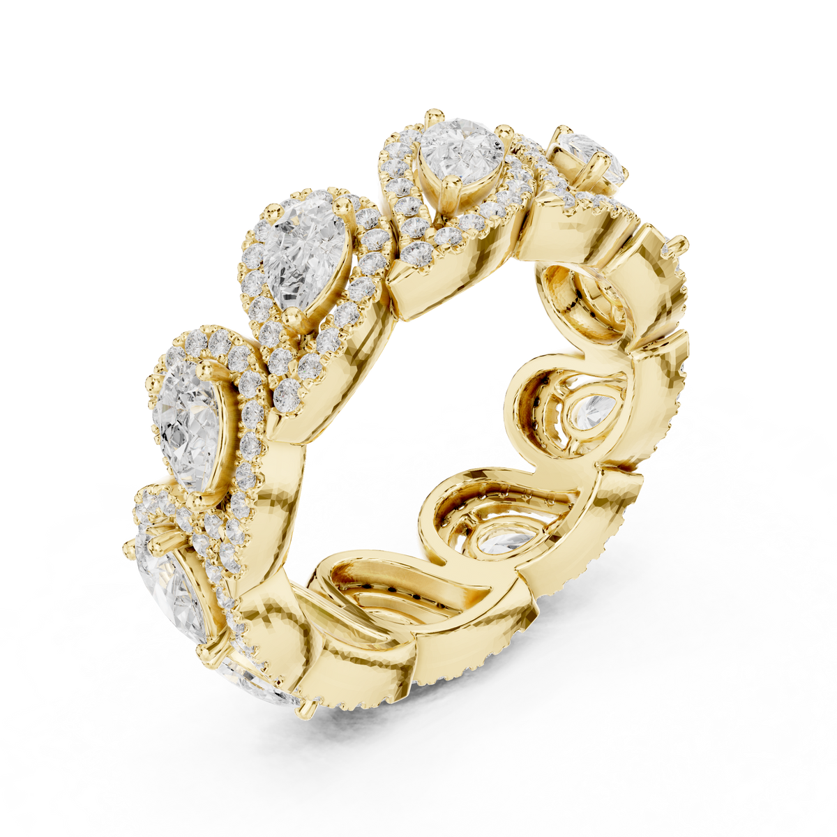 Pear Cut Lab Grown Diamond Halo Eternity Anniversary Band