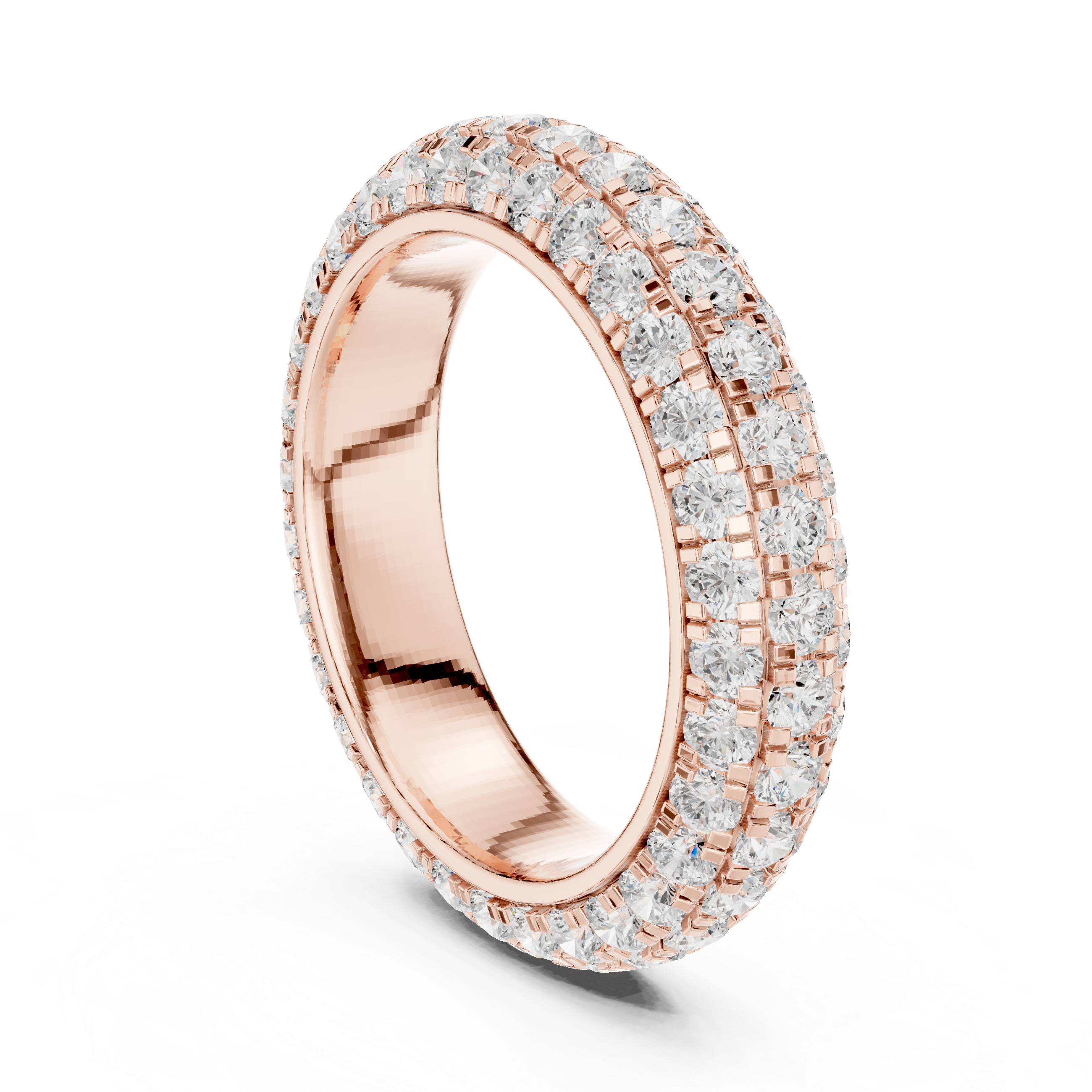 Triple Row Pave Diamond Anniversary Band