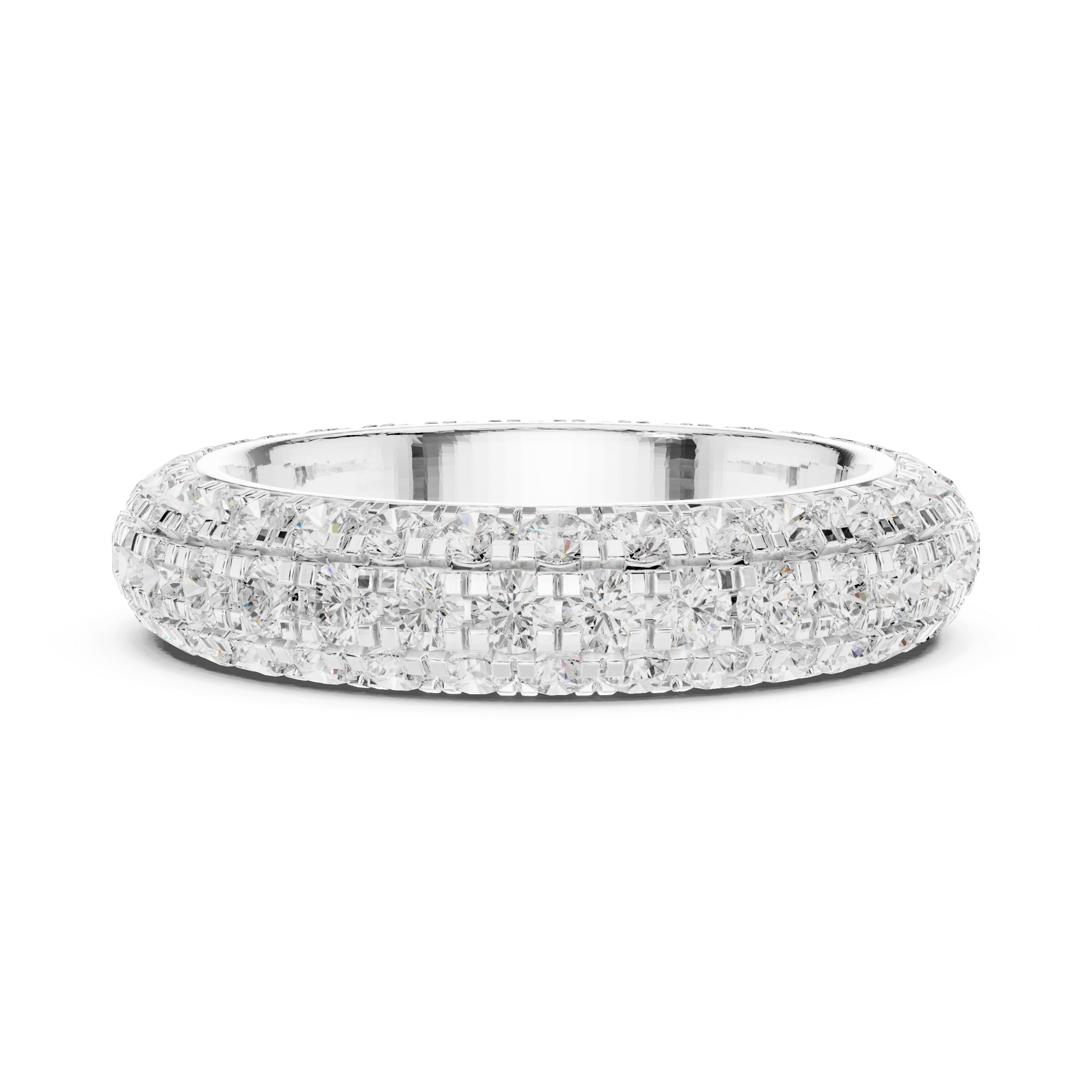 Triple Row Pave Diamond Anniversary Band