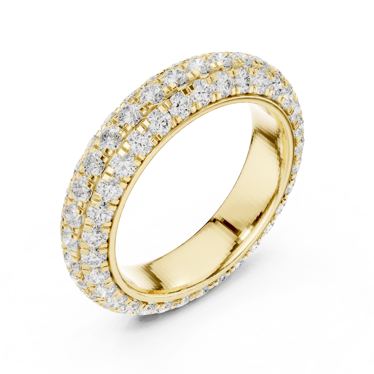 Triple Row Pave Diamond Anniversary Band