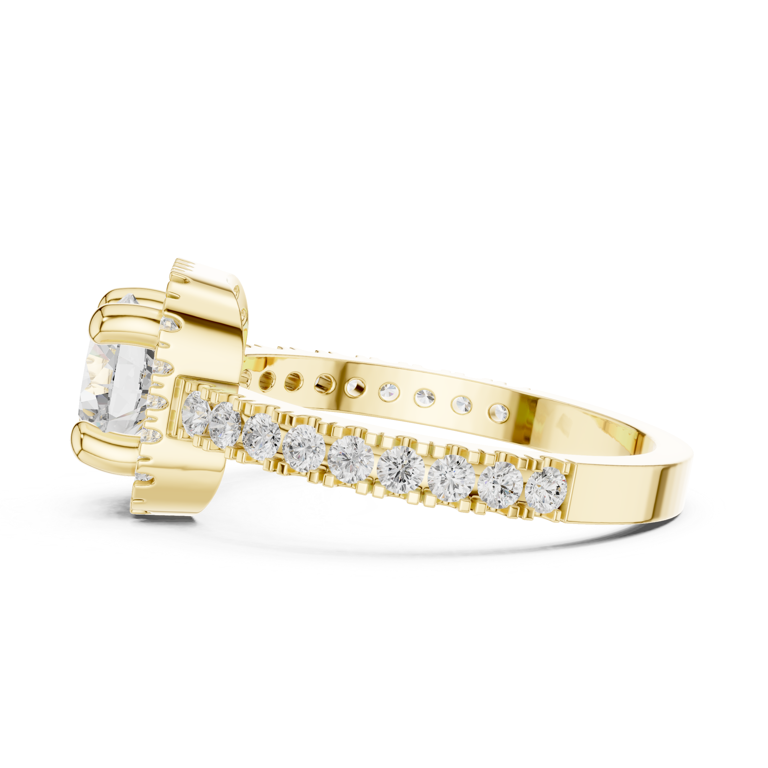 Round Diamond Pave Halo Engagement Ring