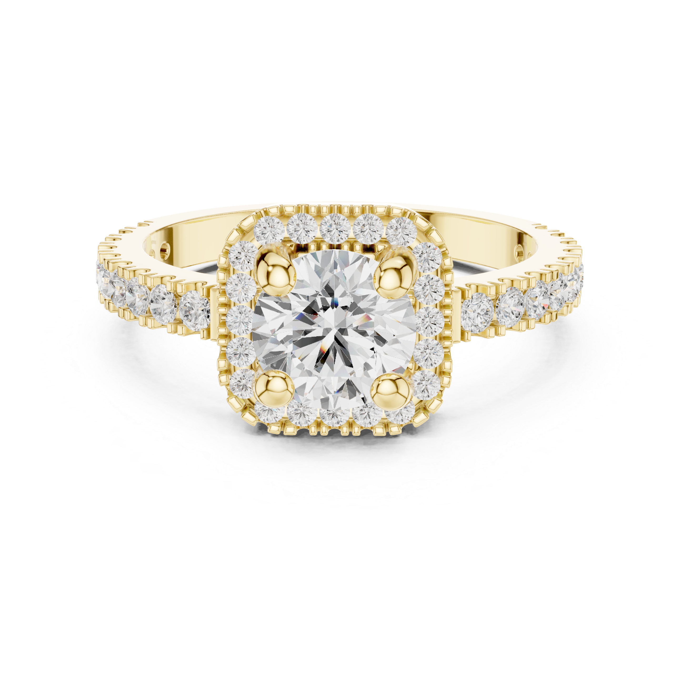 Round Diamond Pave Halo Engagement Ring