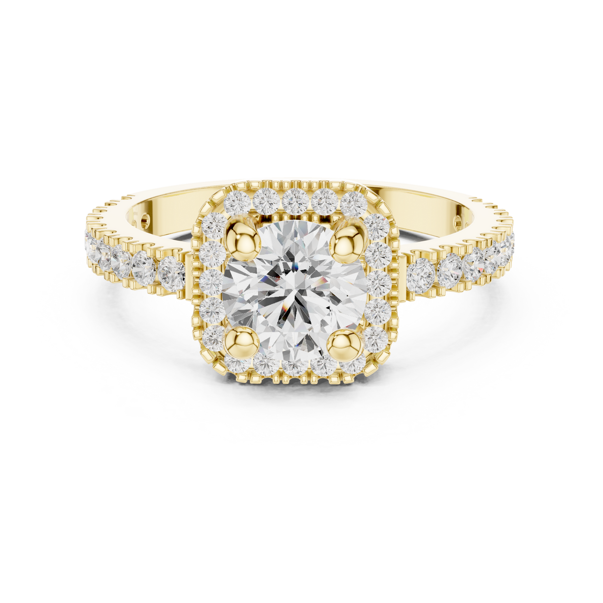 Round Diamond Pave Halo Engagement Ring
