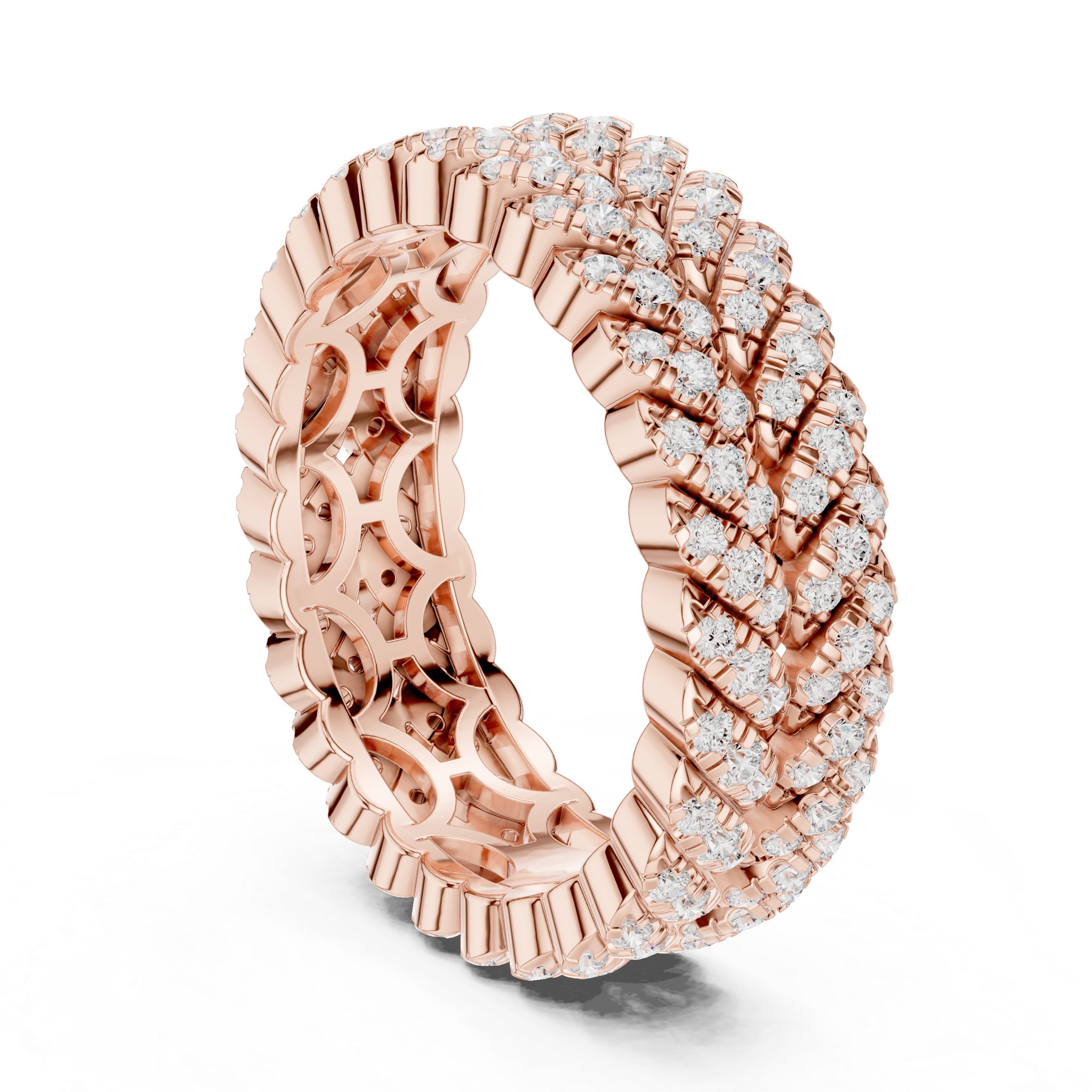 Round Diamond Braided Pave Eternity Band