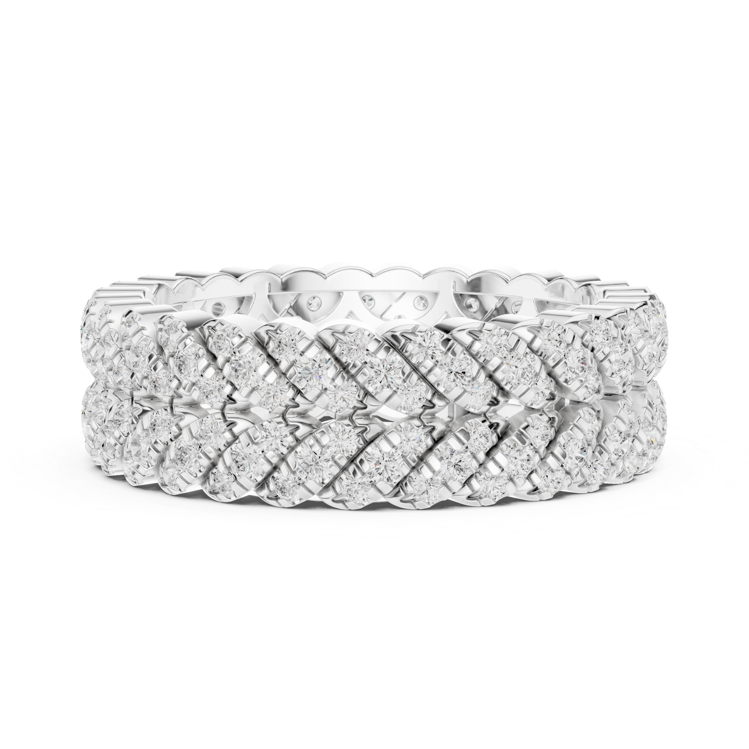 Round Diamond Braided Pave Eternity Band