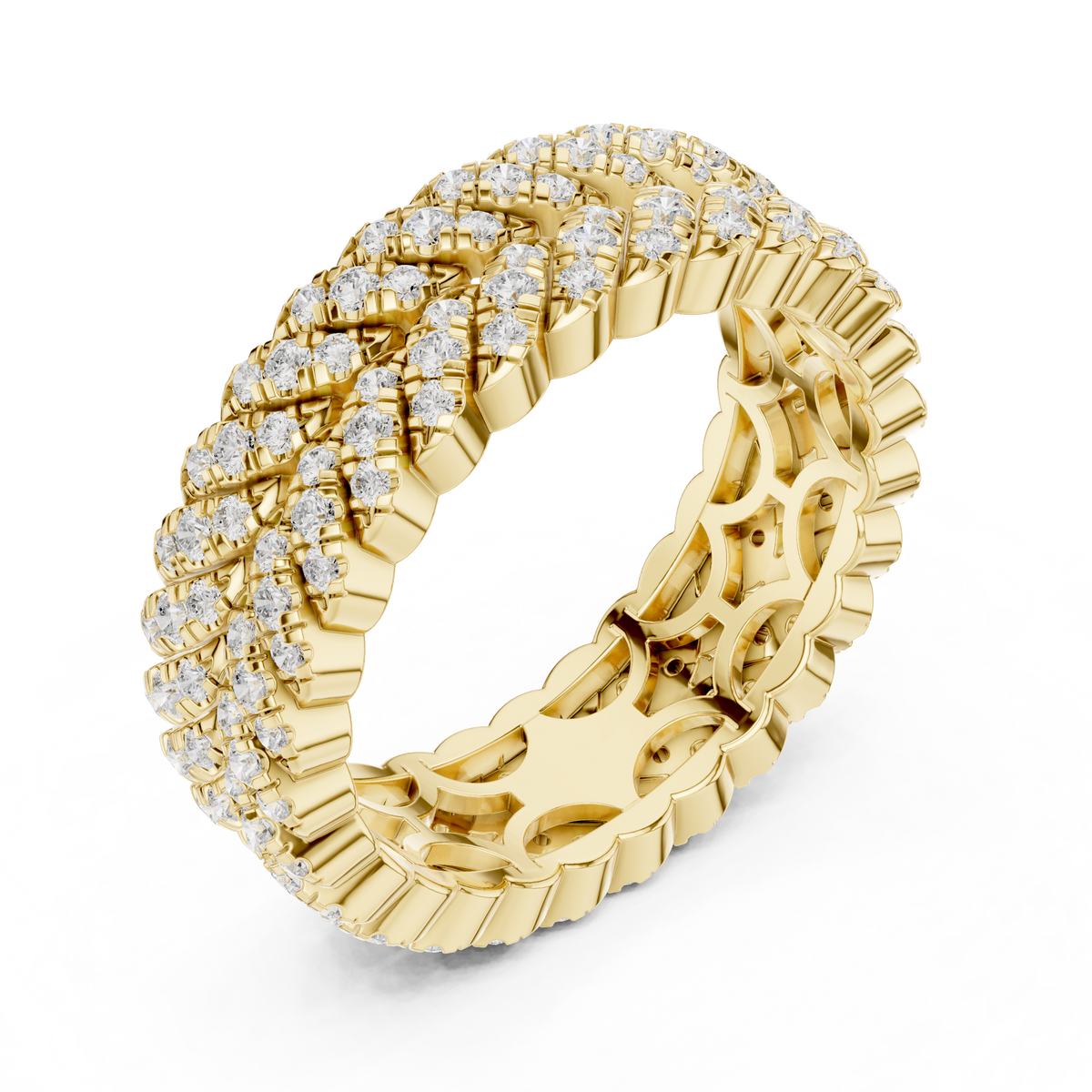 Round Diamond Braided Pave Eternity Band