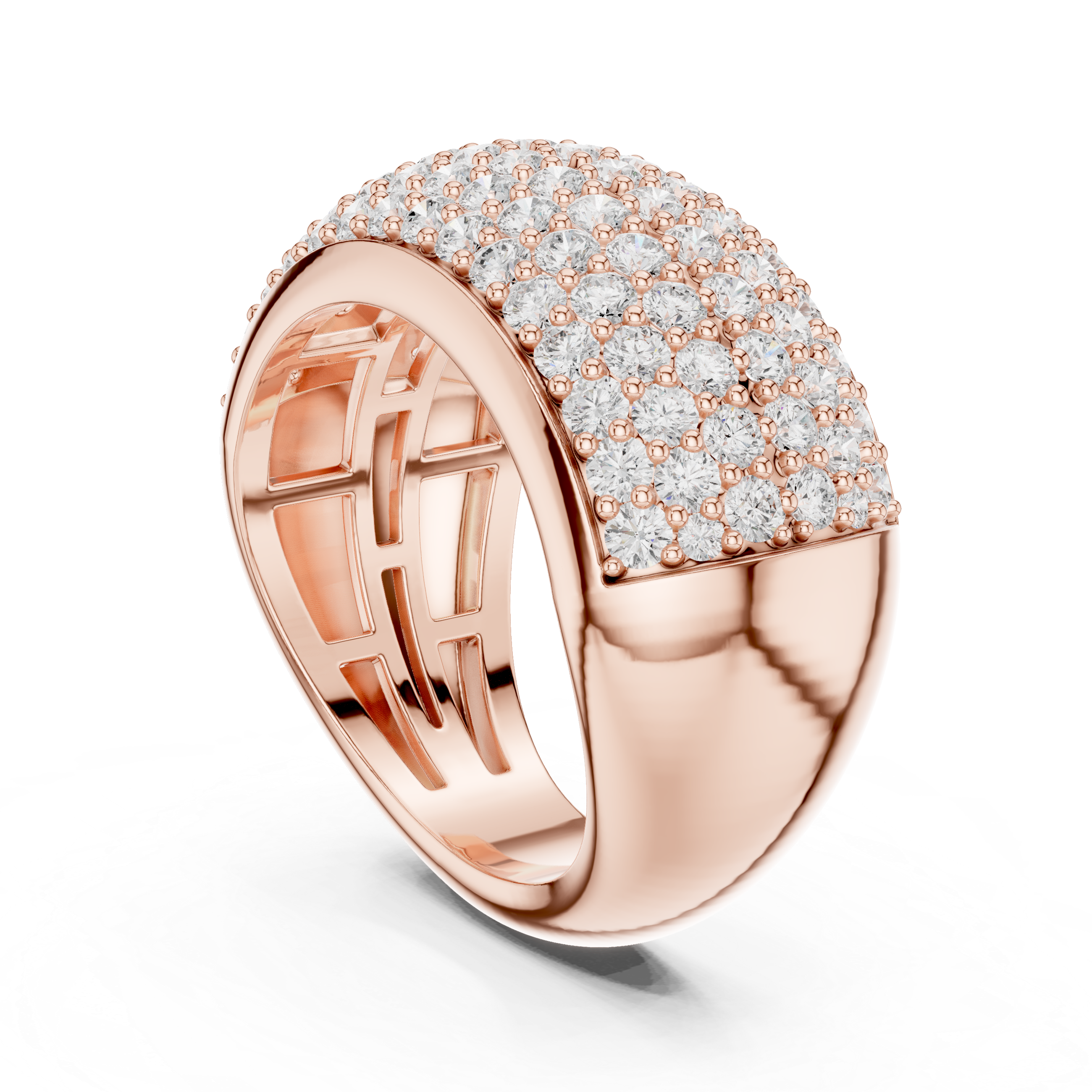 Wide Pave Round Diamond Half Eternity Band