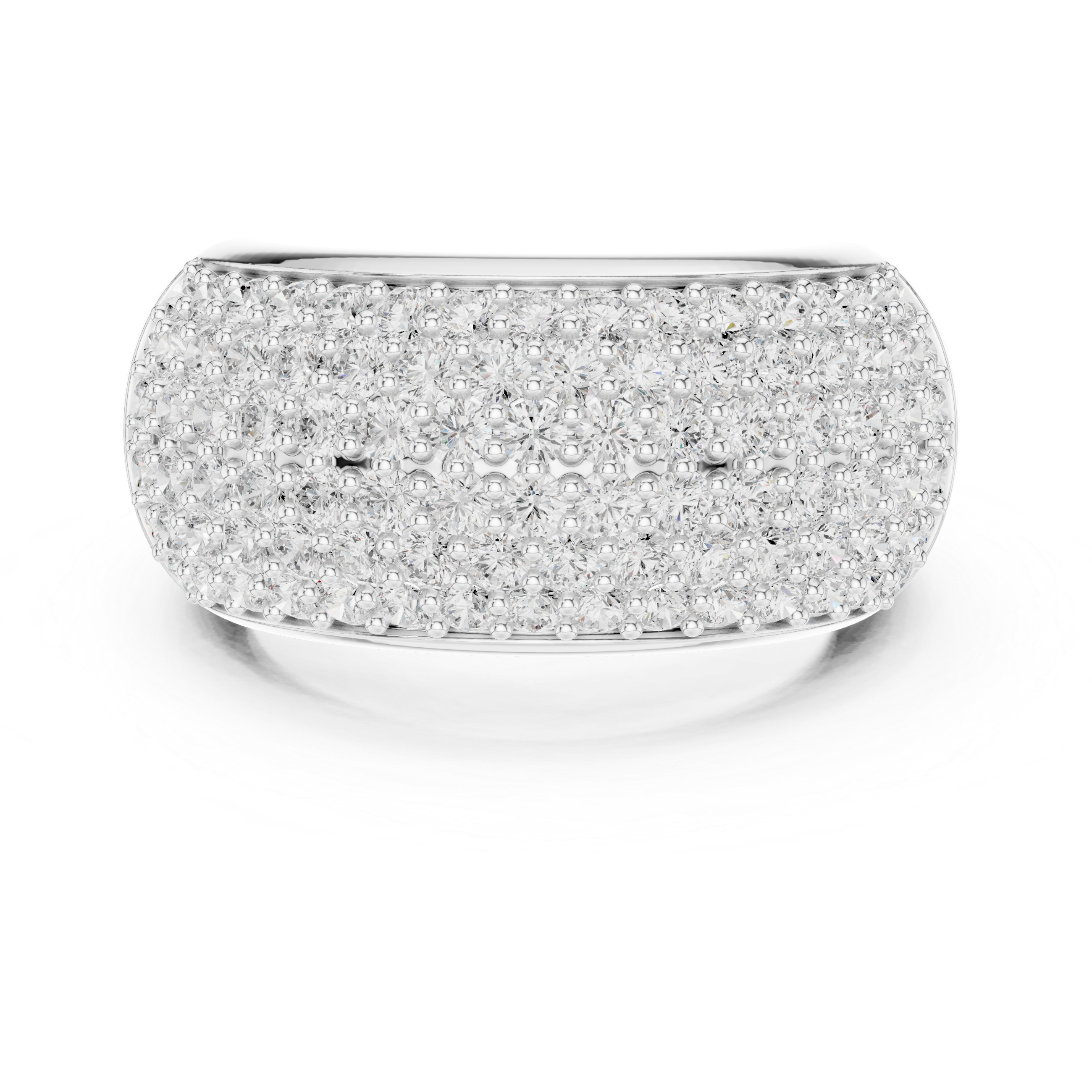 Wide Pave Round Diamond Half Eternity Band