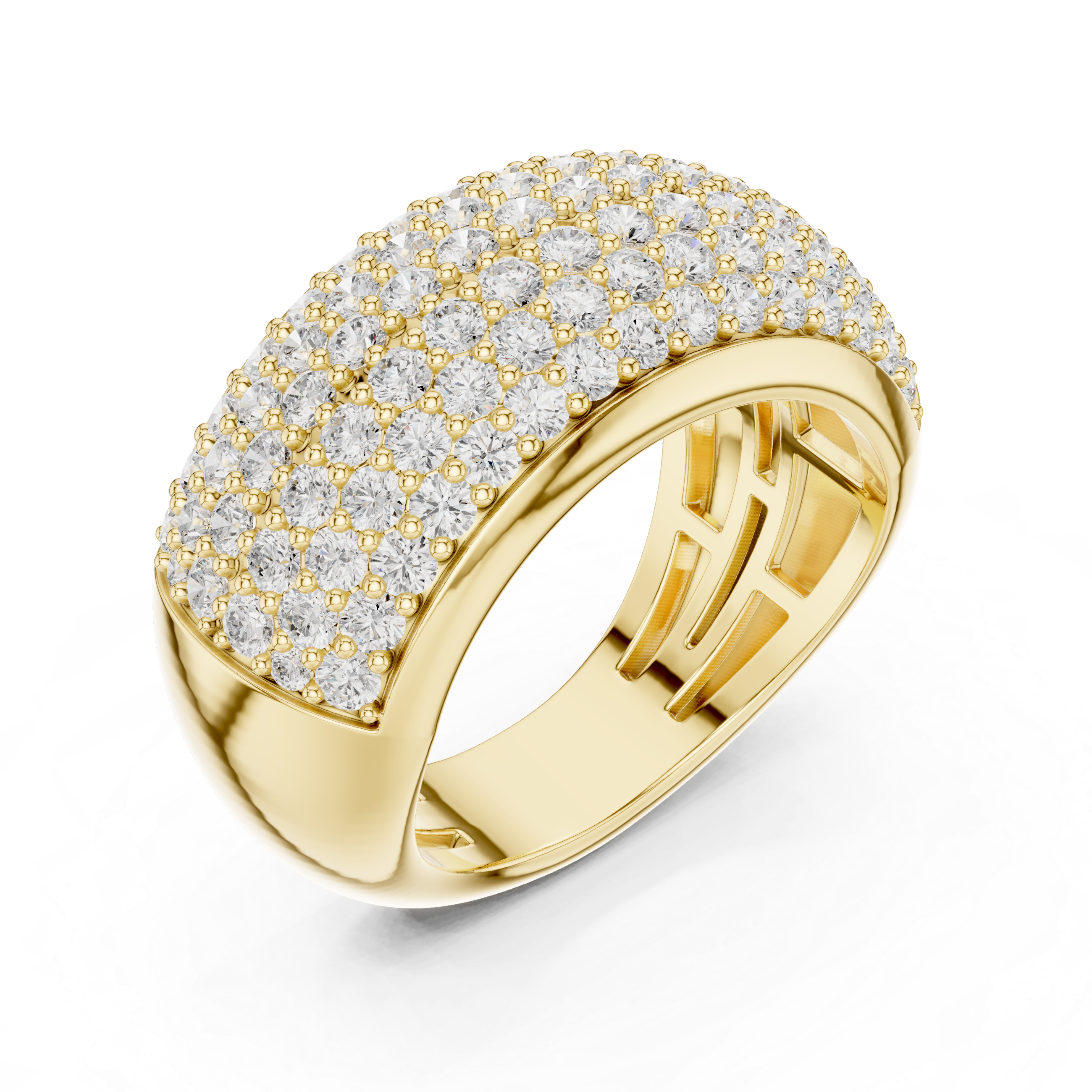 Wide Pave Round Diamond Half Eternity Band