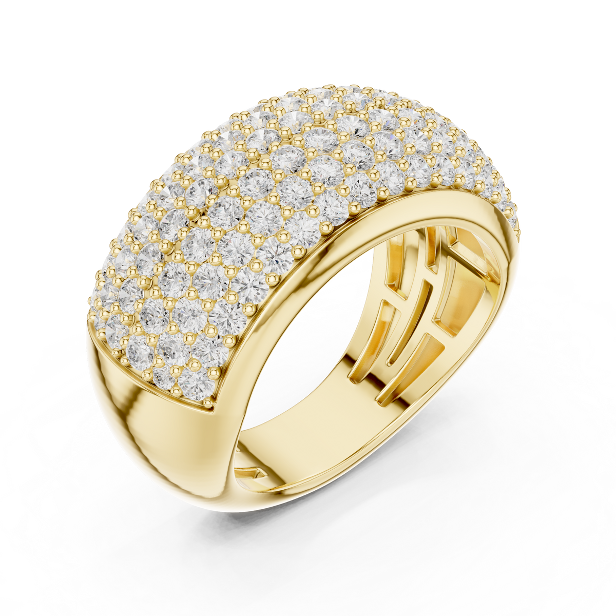 Wide Pave Round Diamond Half Eternity Band