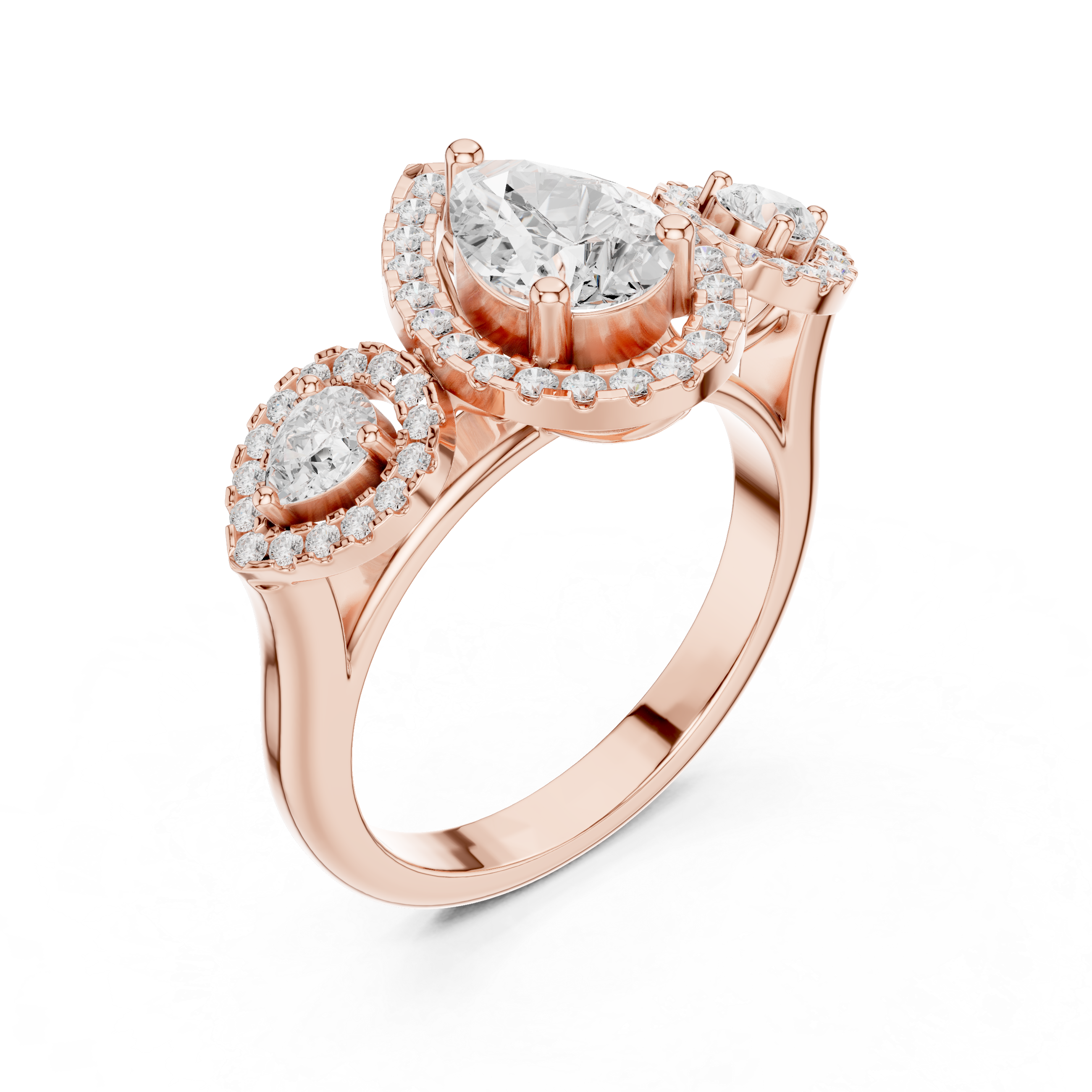 Pear Diamond Triple Halo Engagement Ring
