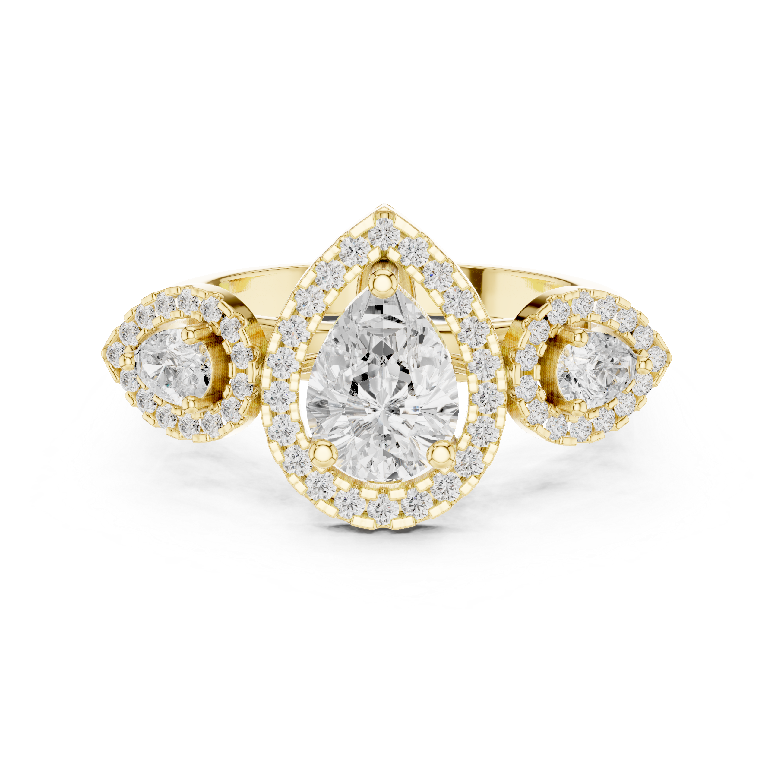 Pear Diamond Triple Halo Engagement Ring