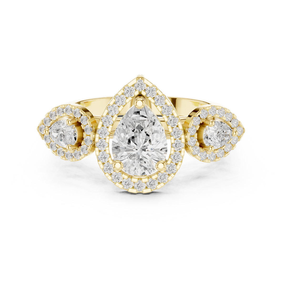 Pear Diamond Triple Halo Engagement Ring