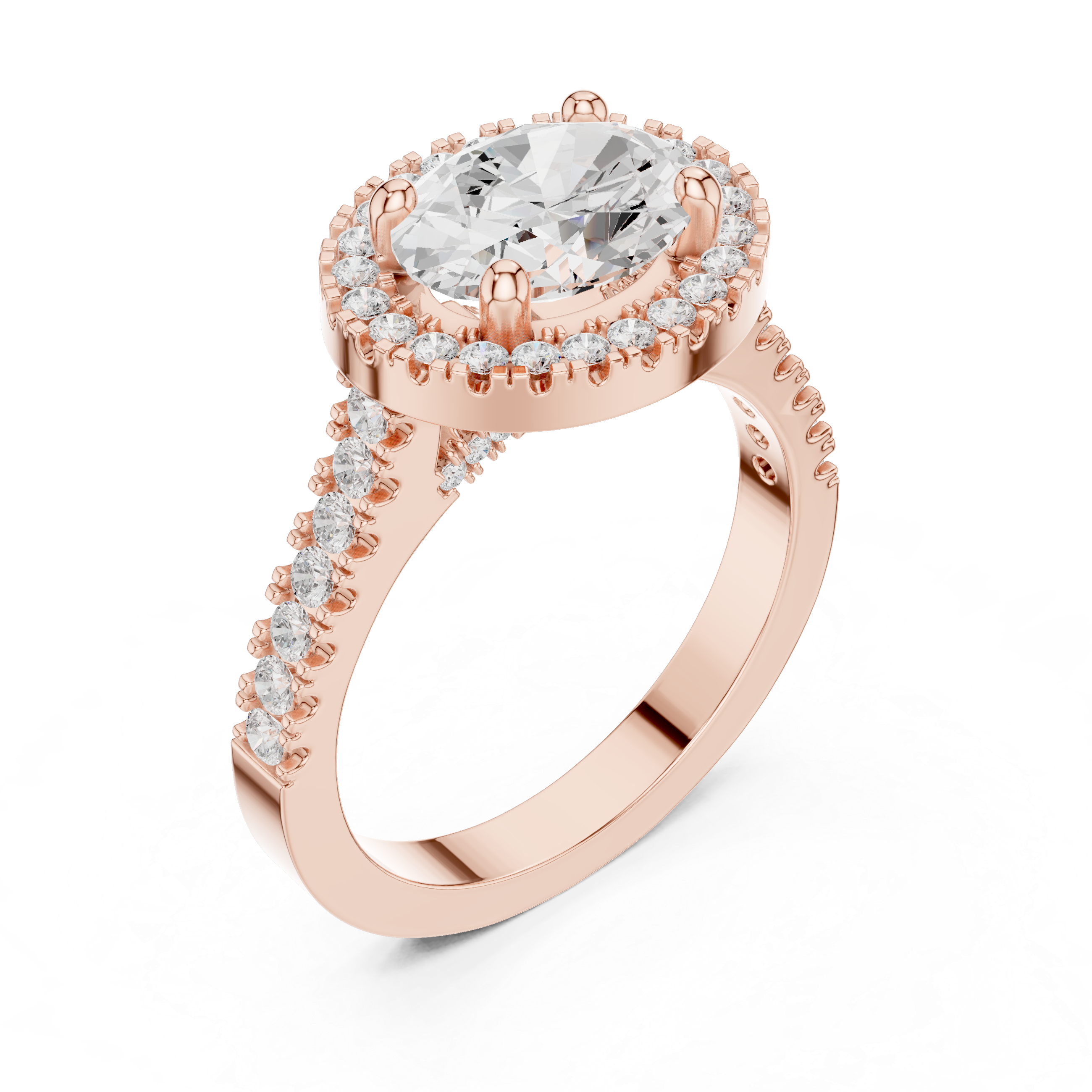 East-West Oval Diamond Halo Ring