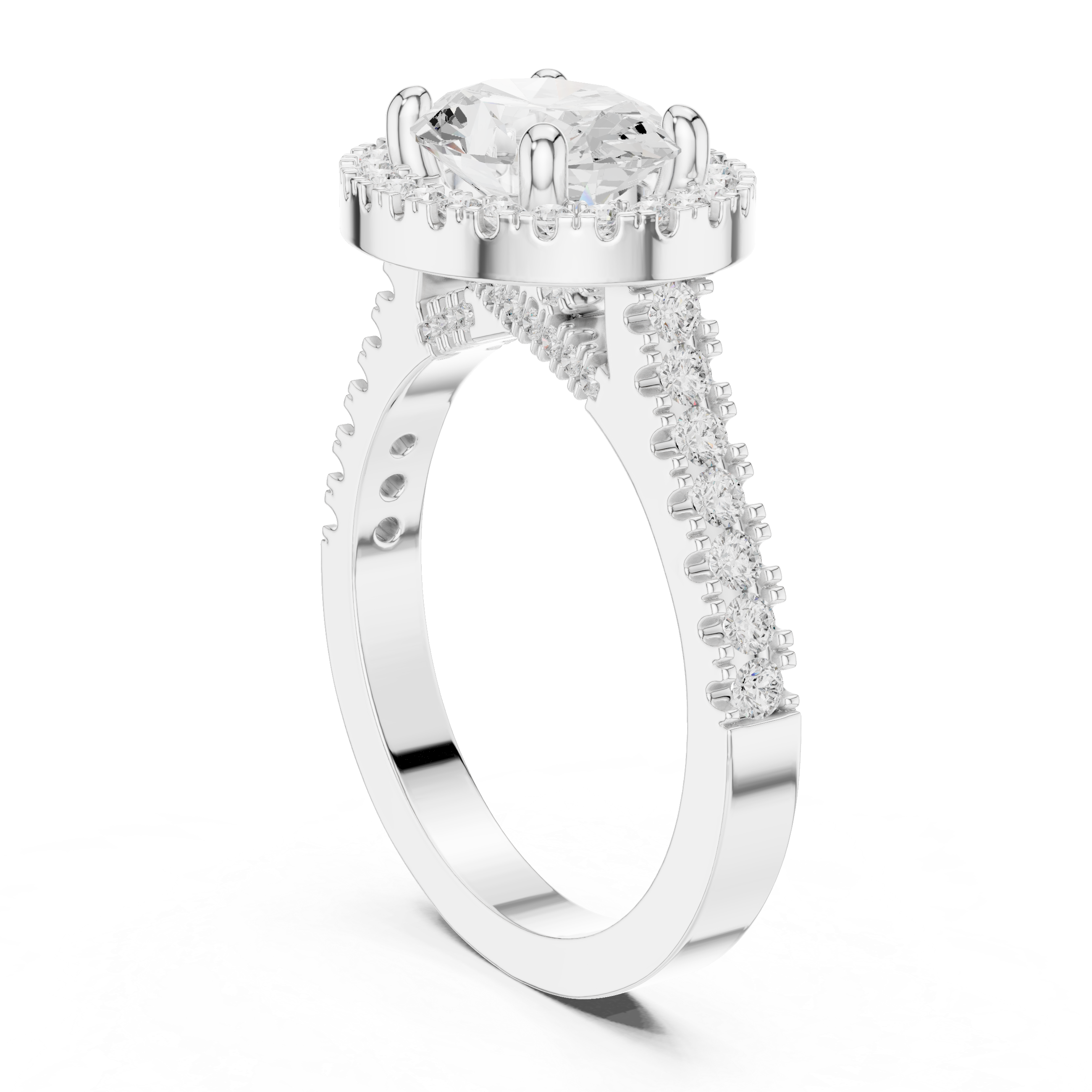 East-West Oval Diamond Halo Ring